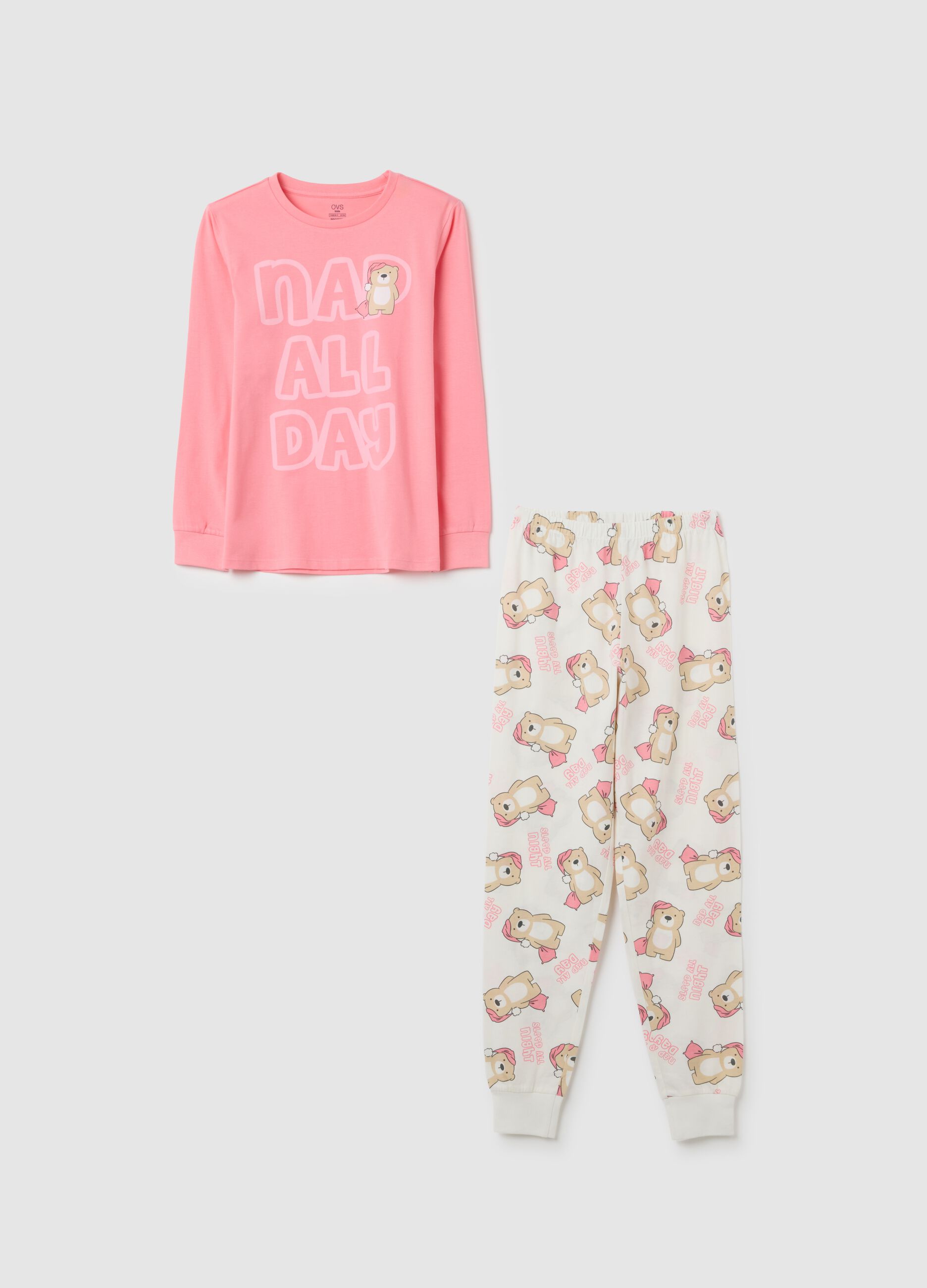 Girls' pure cotton multicolour regular fit pyjamas