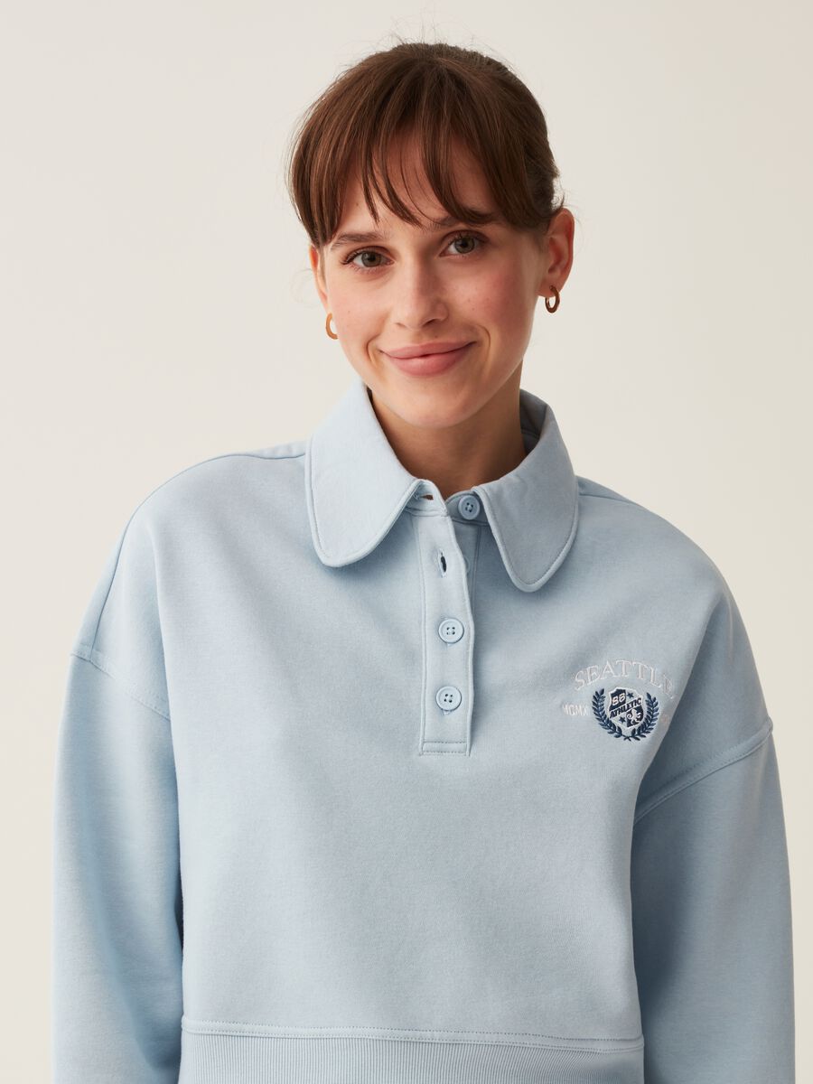 Felpa cropped con scollo a polo_1