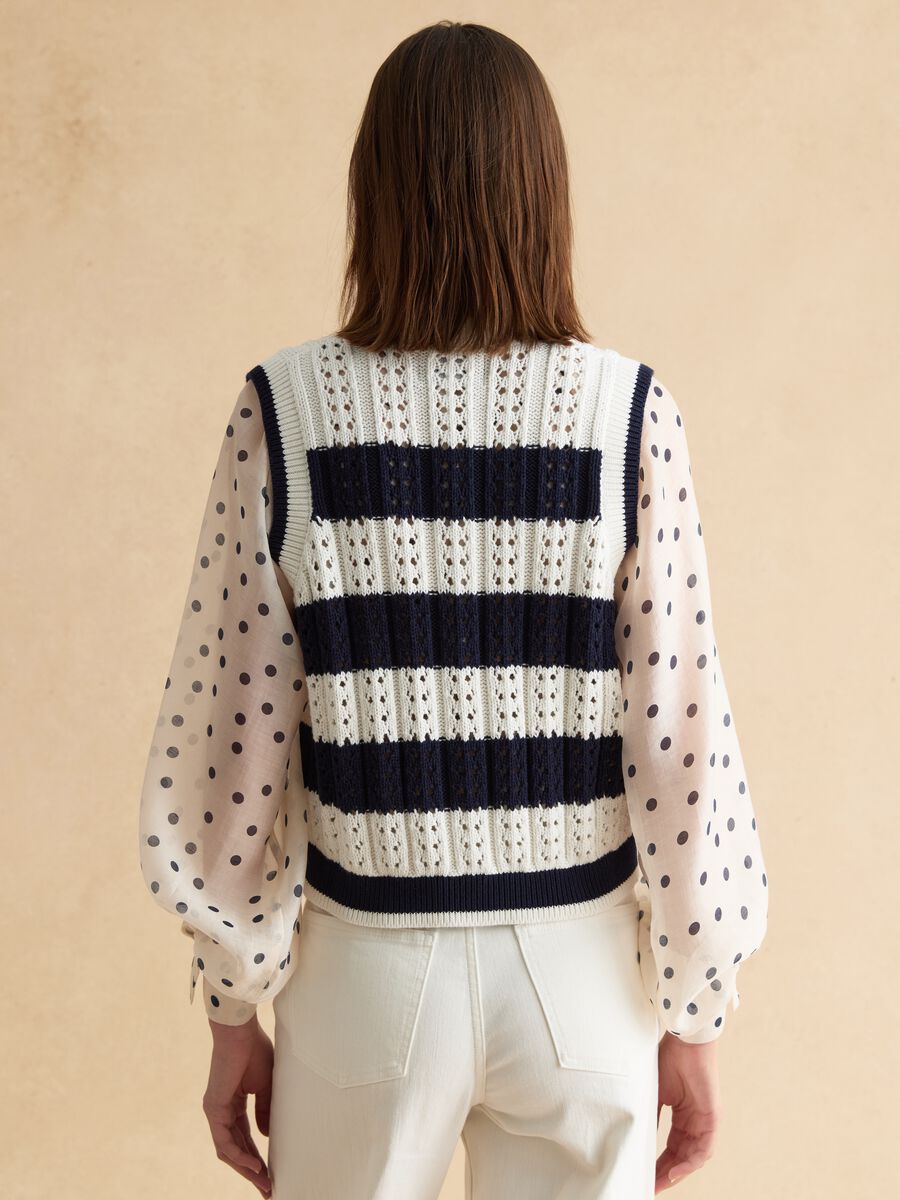 Multicolour striped pure cotton waistcoat regular fit_3