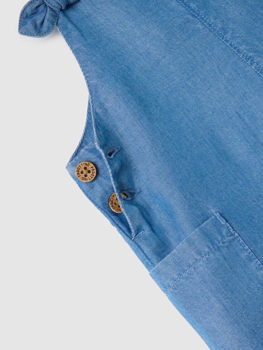 Denim Dungarees with Lyocell Ruffles for Babies_3