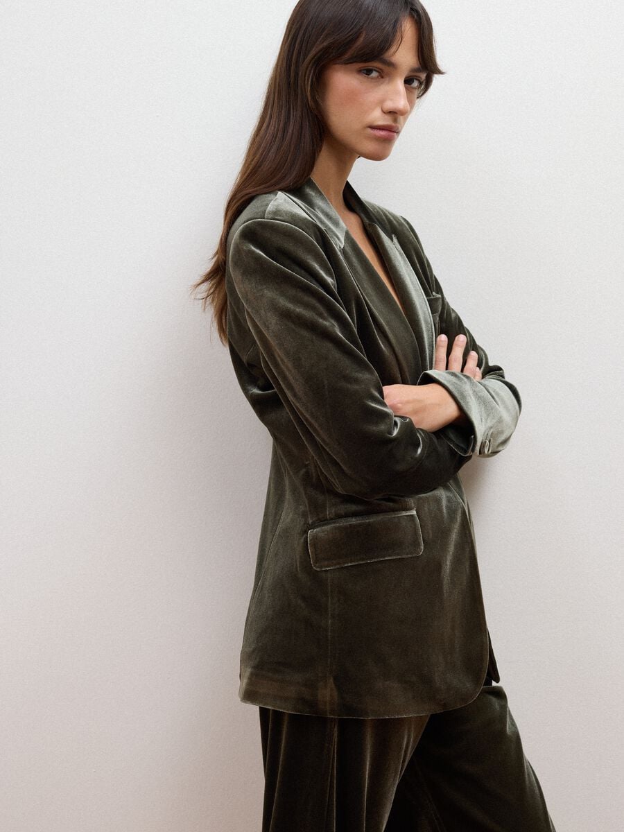 Blazer verde in tessuto elasticizzato_2