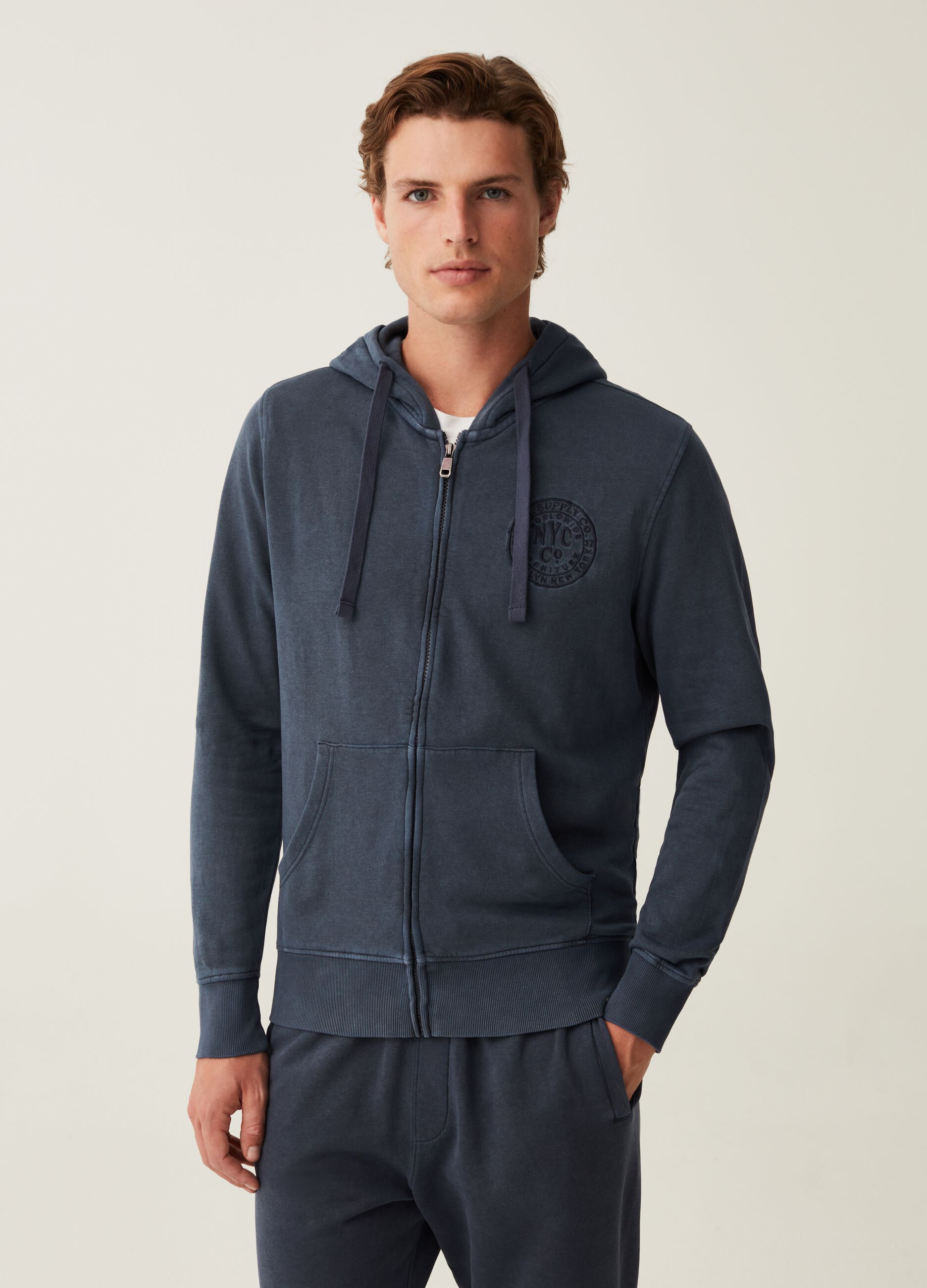 Full-zip con cappuccio ricamo logo_0