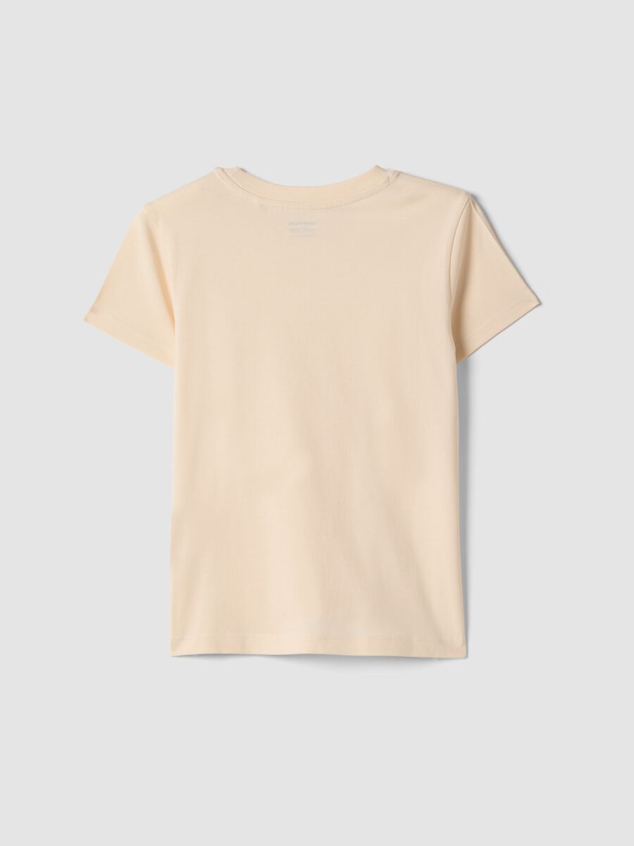 Girls' beige pure cotton regular-fit T-shirt_1