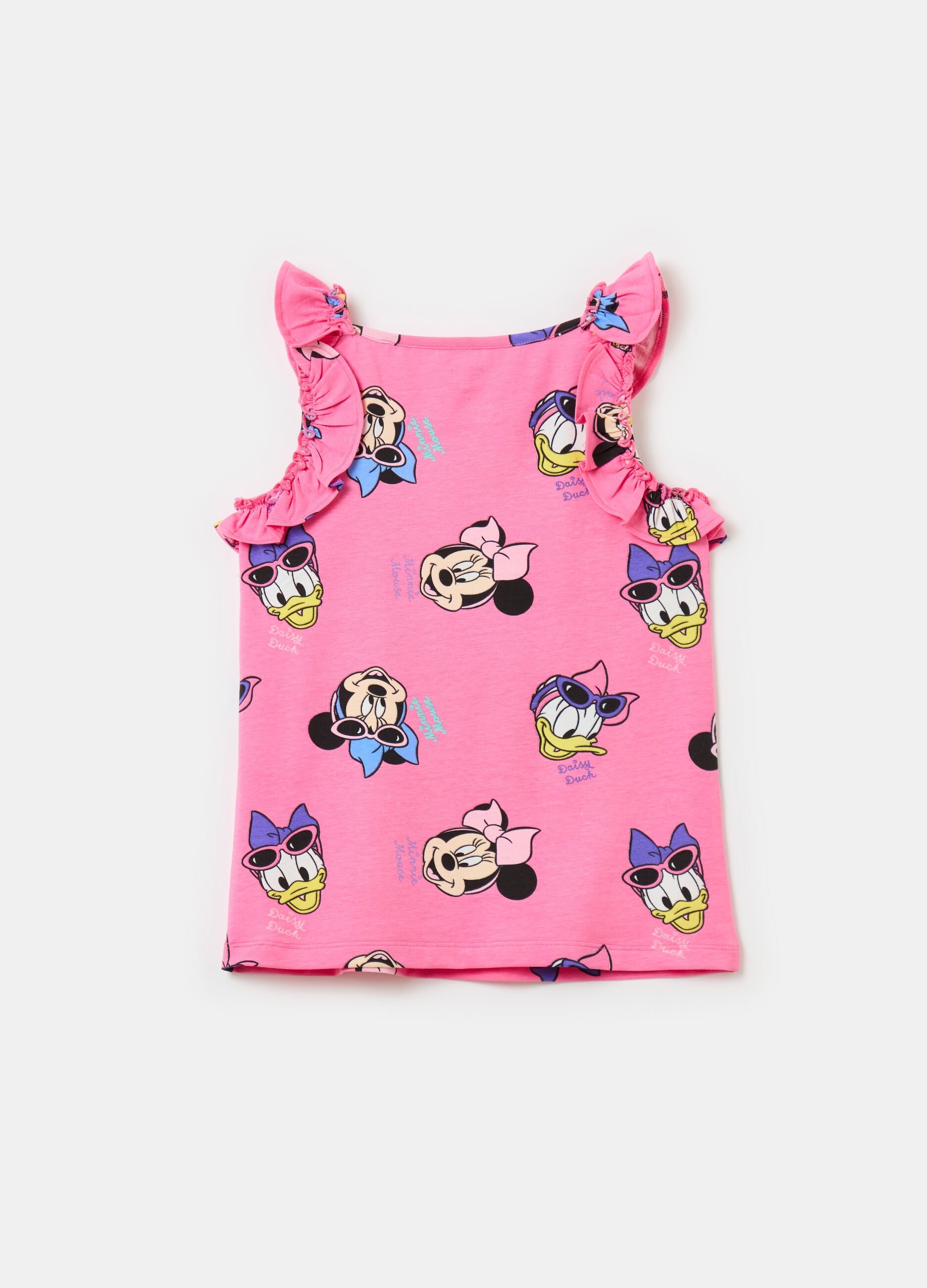 Tank top with frills and Minnie Mouse and Daisy Duck print