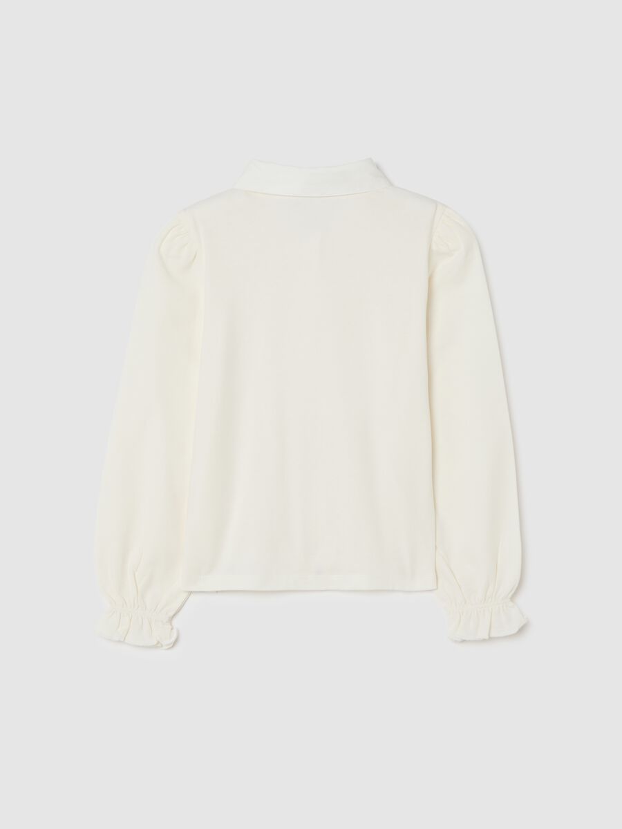 White long-sleeved shirt in stretch cotton_1