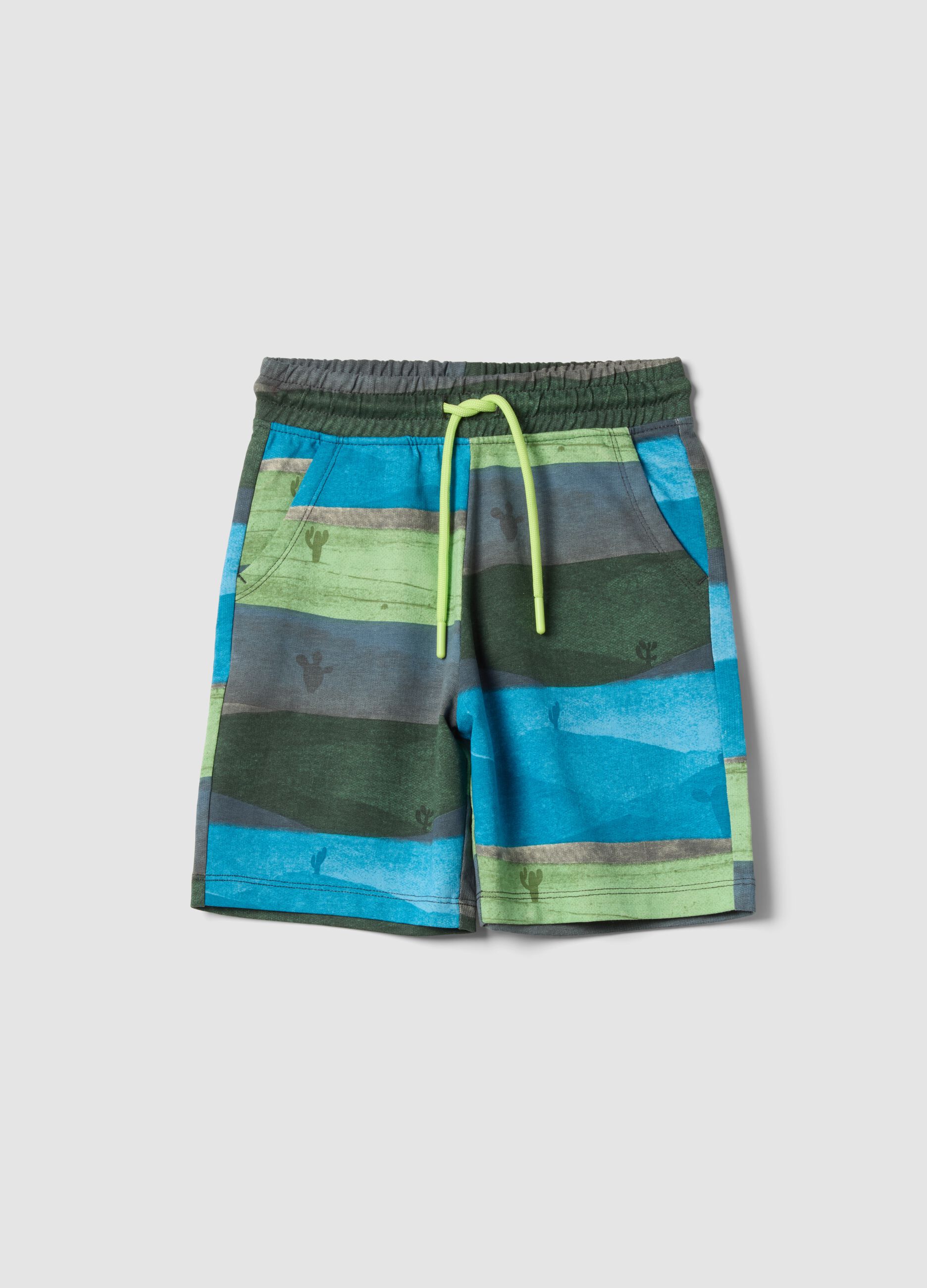 Multicoloured striped pure cotton shorts for boys