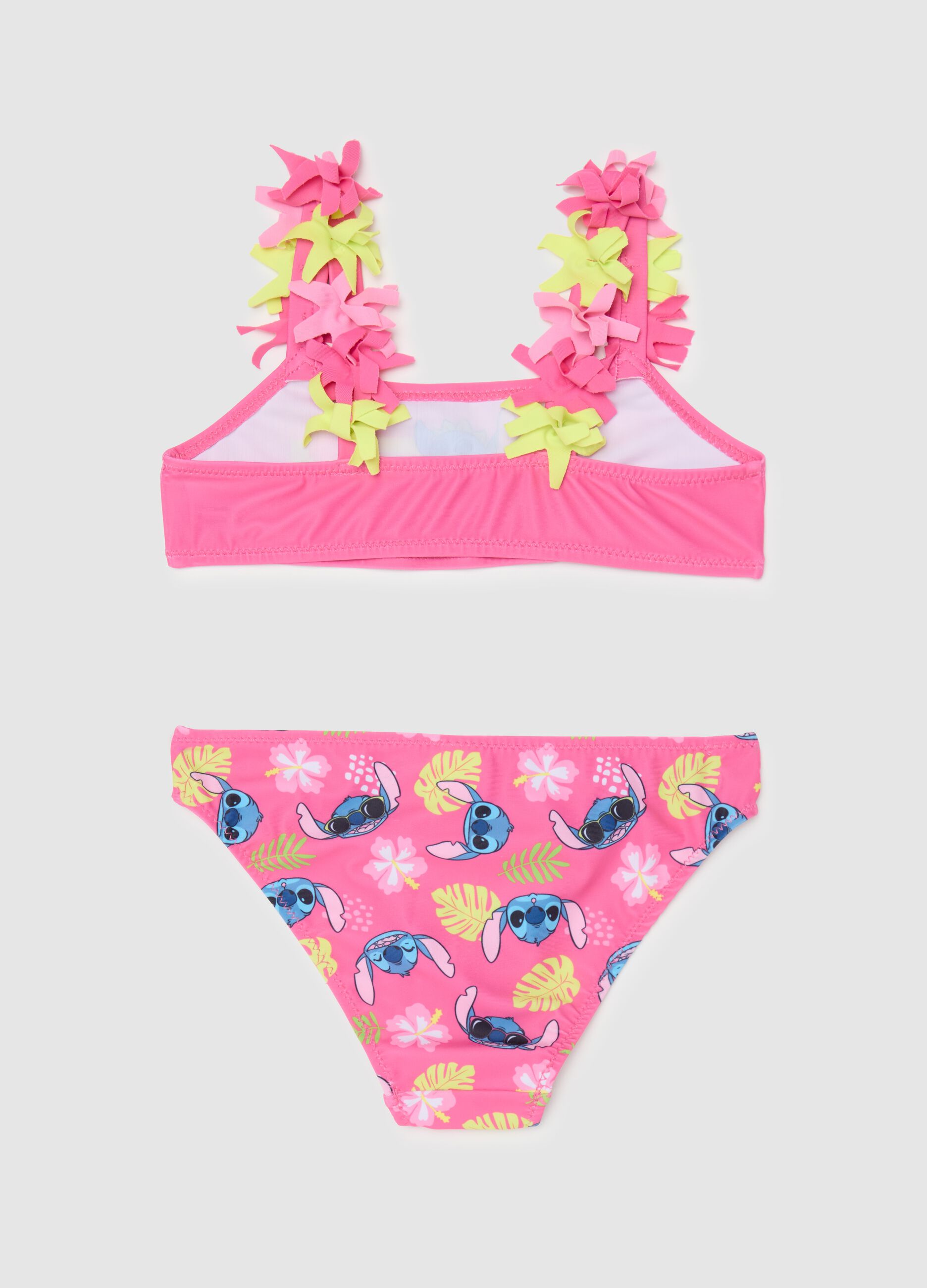Multicoloured regular fit girls' swimsuit with Stitch print