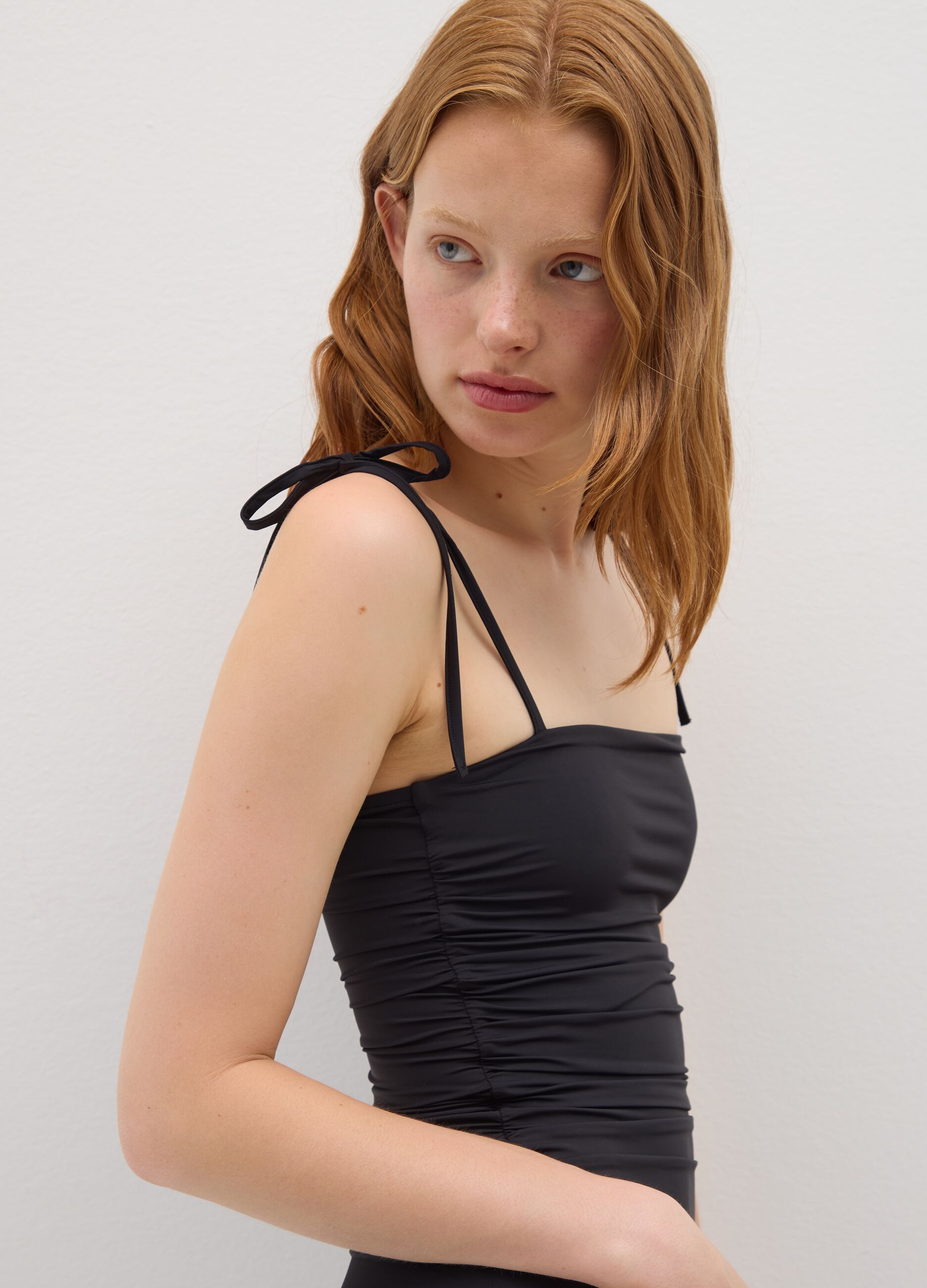 Ruched Black Long Dress