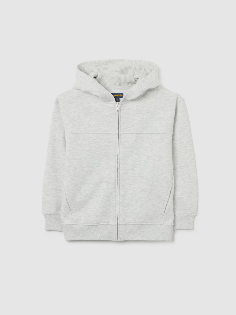 Children's grey hoodie in pure cotton oversized fit with zip_0
