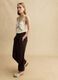 Tank top in misto viscosa beige regular fit con dettagli trasparenti_1
