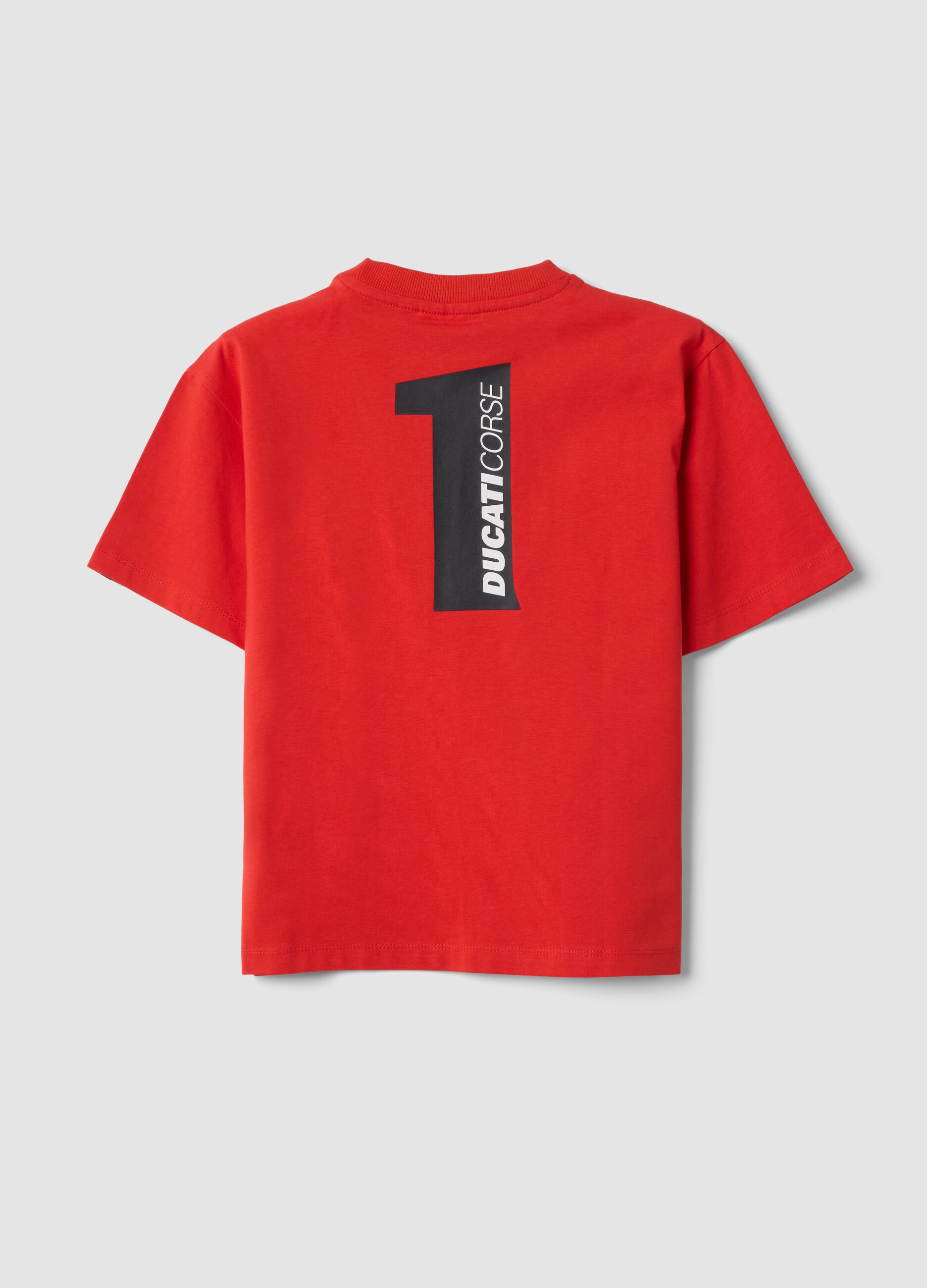 Red short-sleeve stretch cotton T-shirt for boys, regular fit