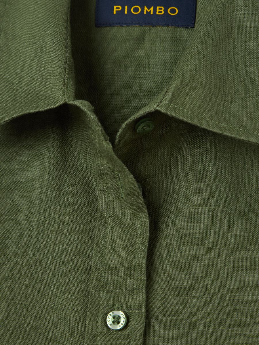 Green regular-fit shirt in linen_5