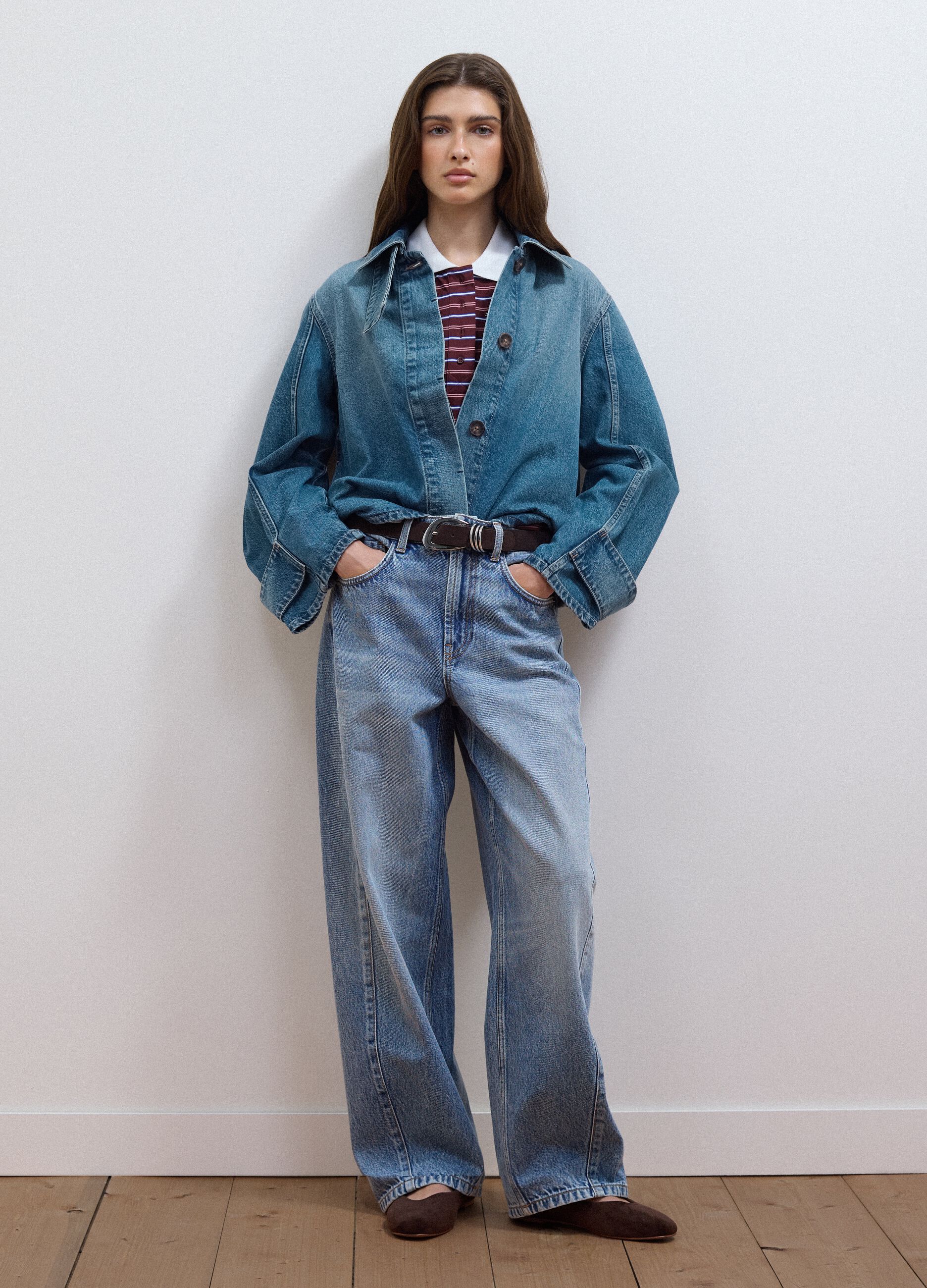 Blue oversized pure-cotton denim jacket