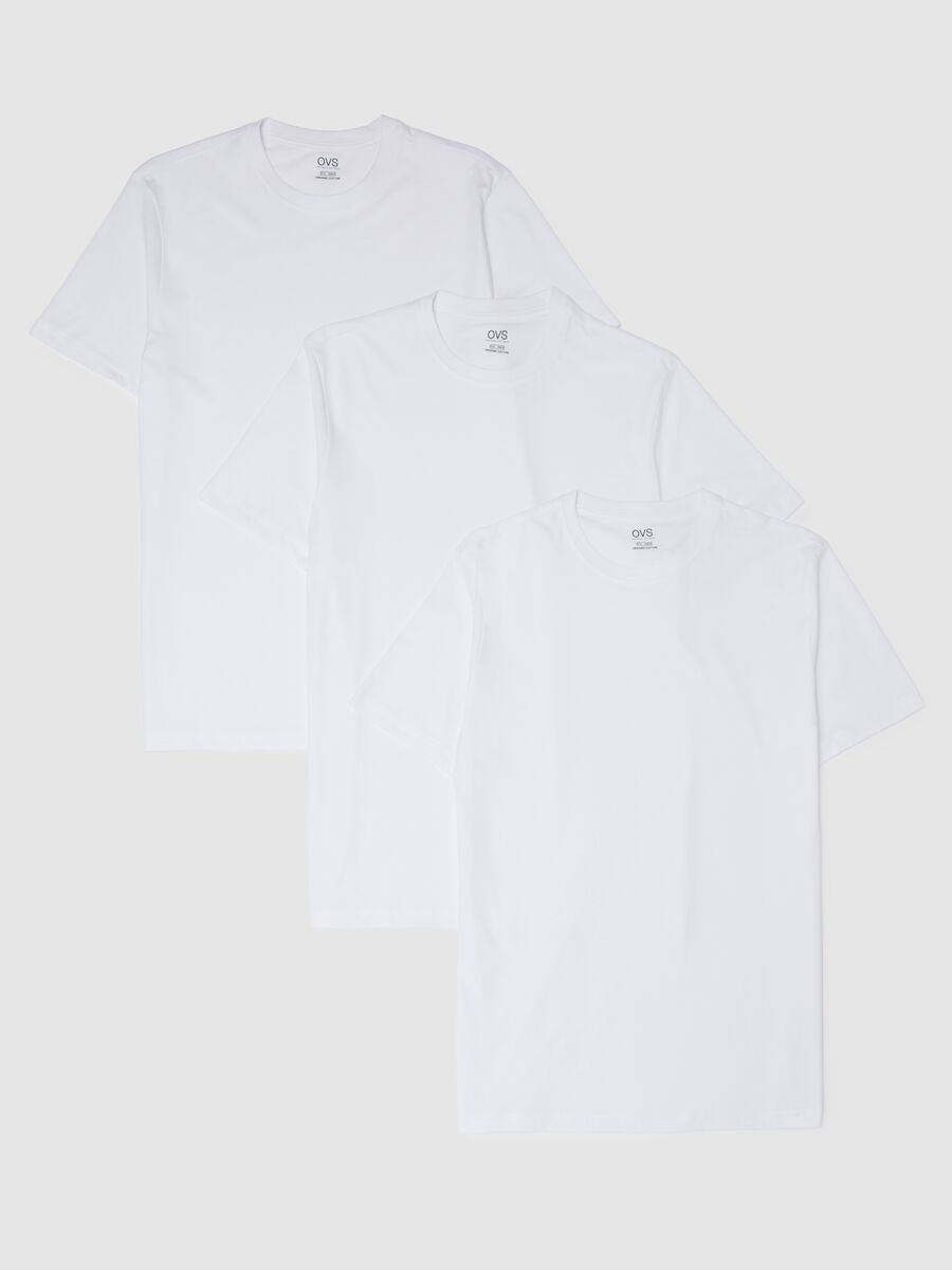Tripack di t-shirt da uomo in puro cotone bianche regular fit_4