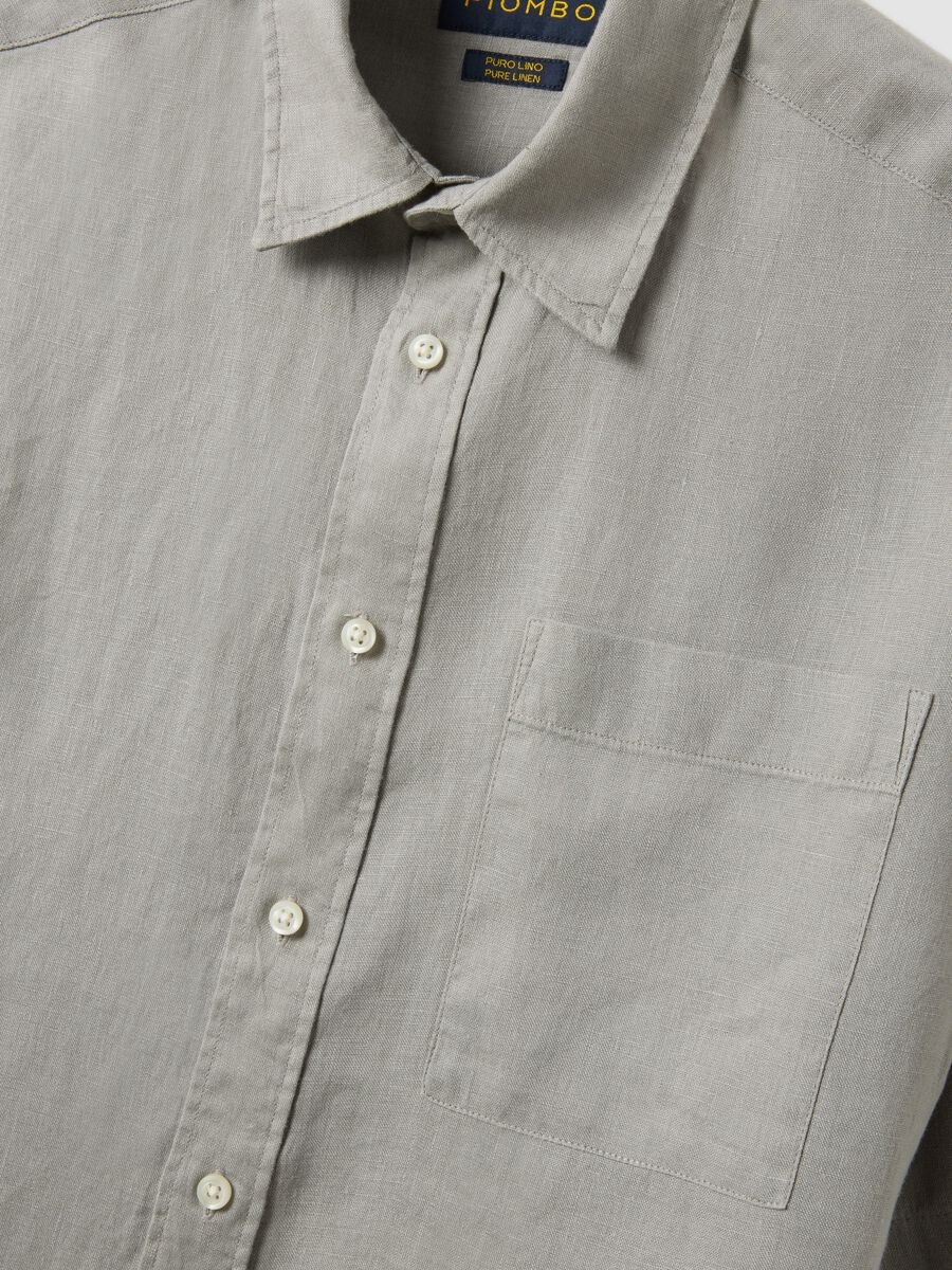 Camicia grigia in puro lino regular fit_5