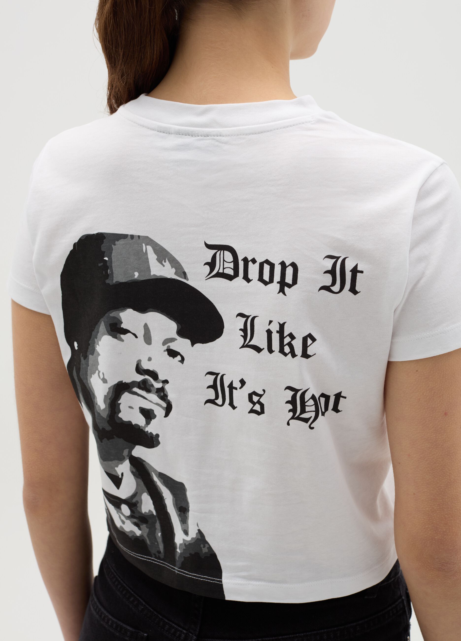 Crop T-shirt with Snoop Dogg print