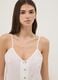 Pigiama bianco in puro cotone con top a spalline e shorts regular fit_3