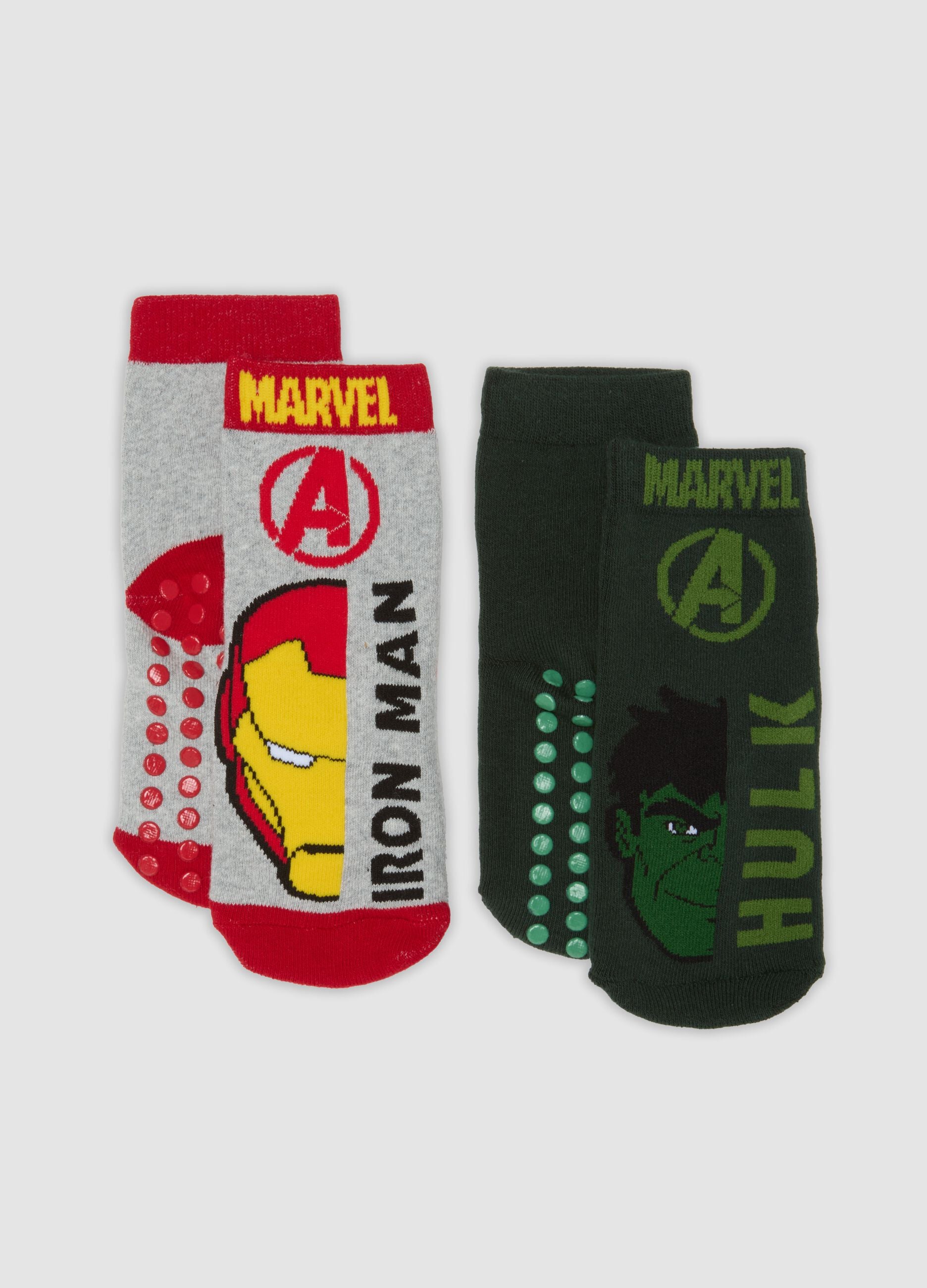 2-pack of short non-slip organic stretch cotton socks with The Avengers print