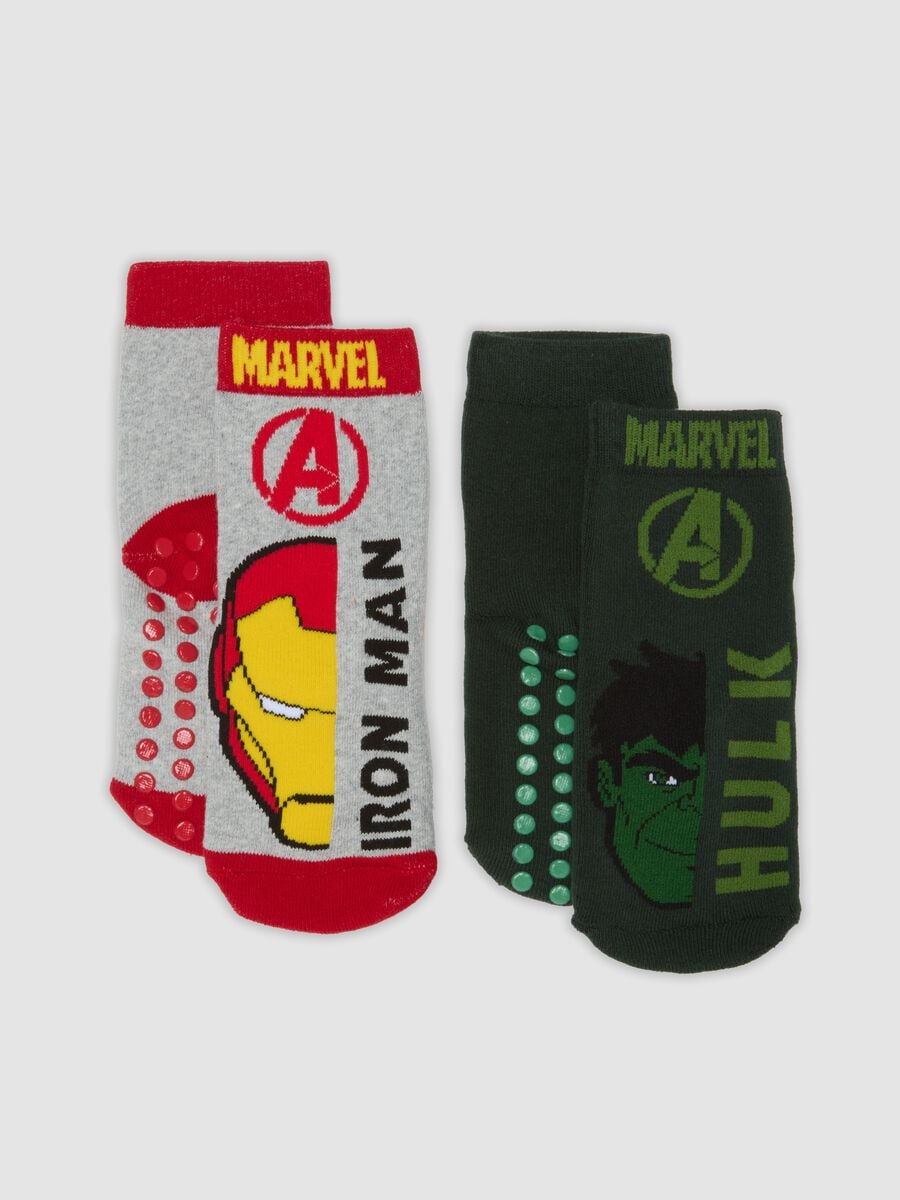 2-pack of short non-slip organic stretch cotton socks with The Avengers print_0