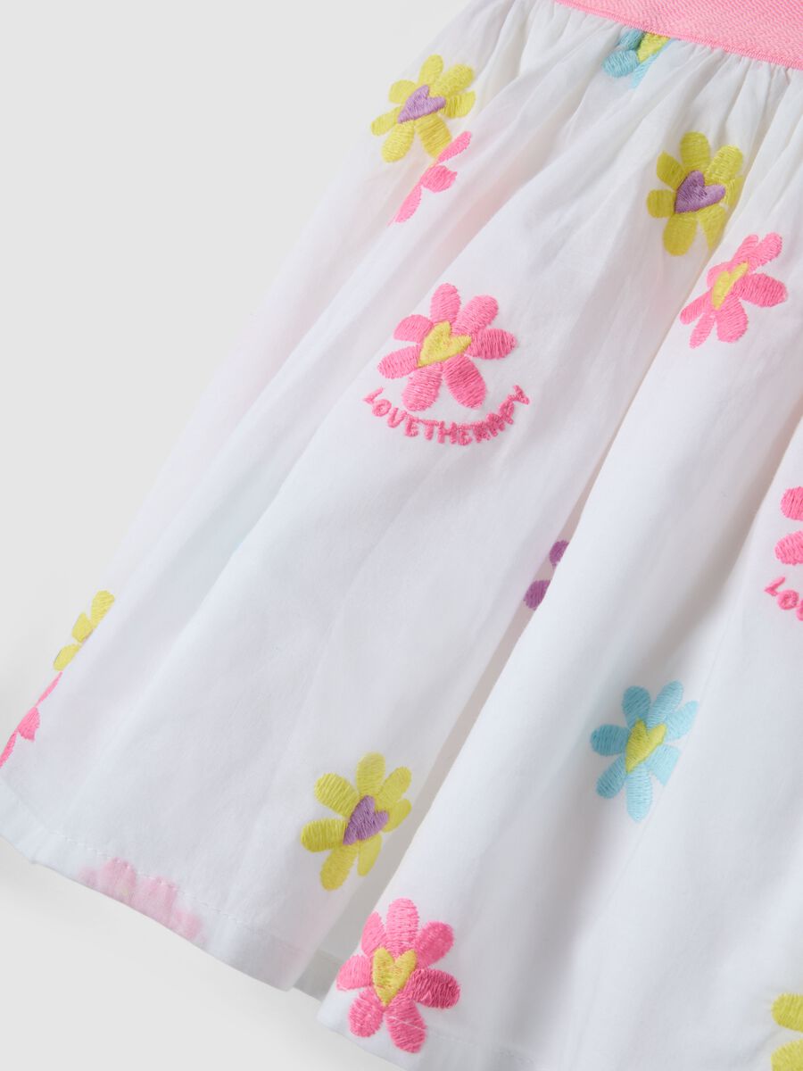 Gonna in puro cotone multicolor da bambina regular fit con fiori_3