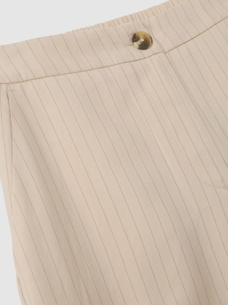Beige Striped Wide Leg Trousers_5