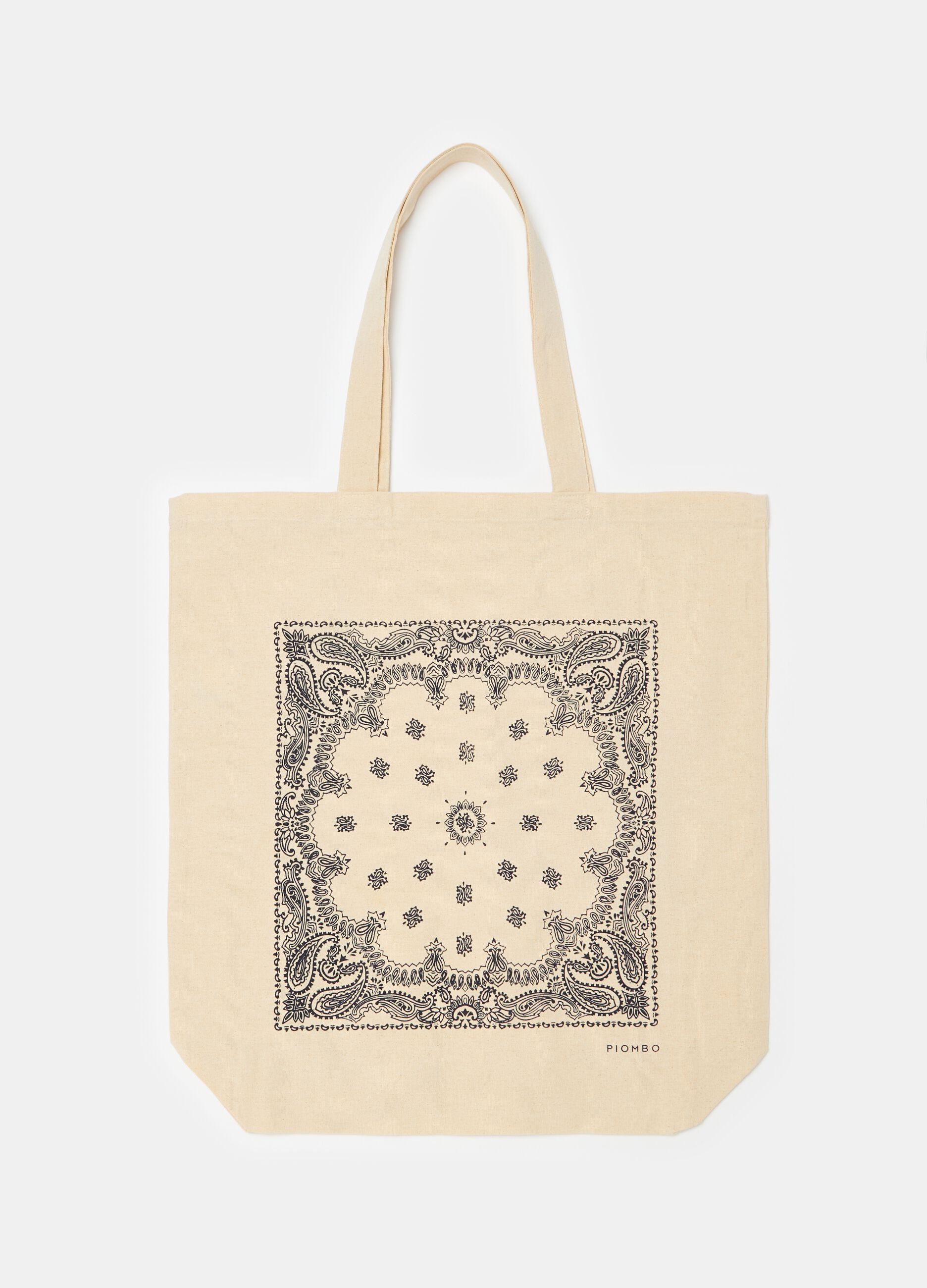 Shopping bag in canvas with paisley print