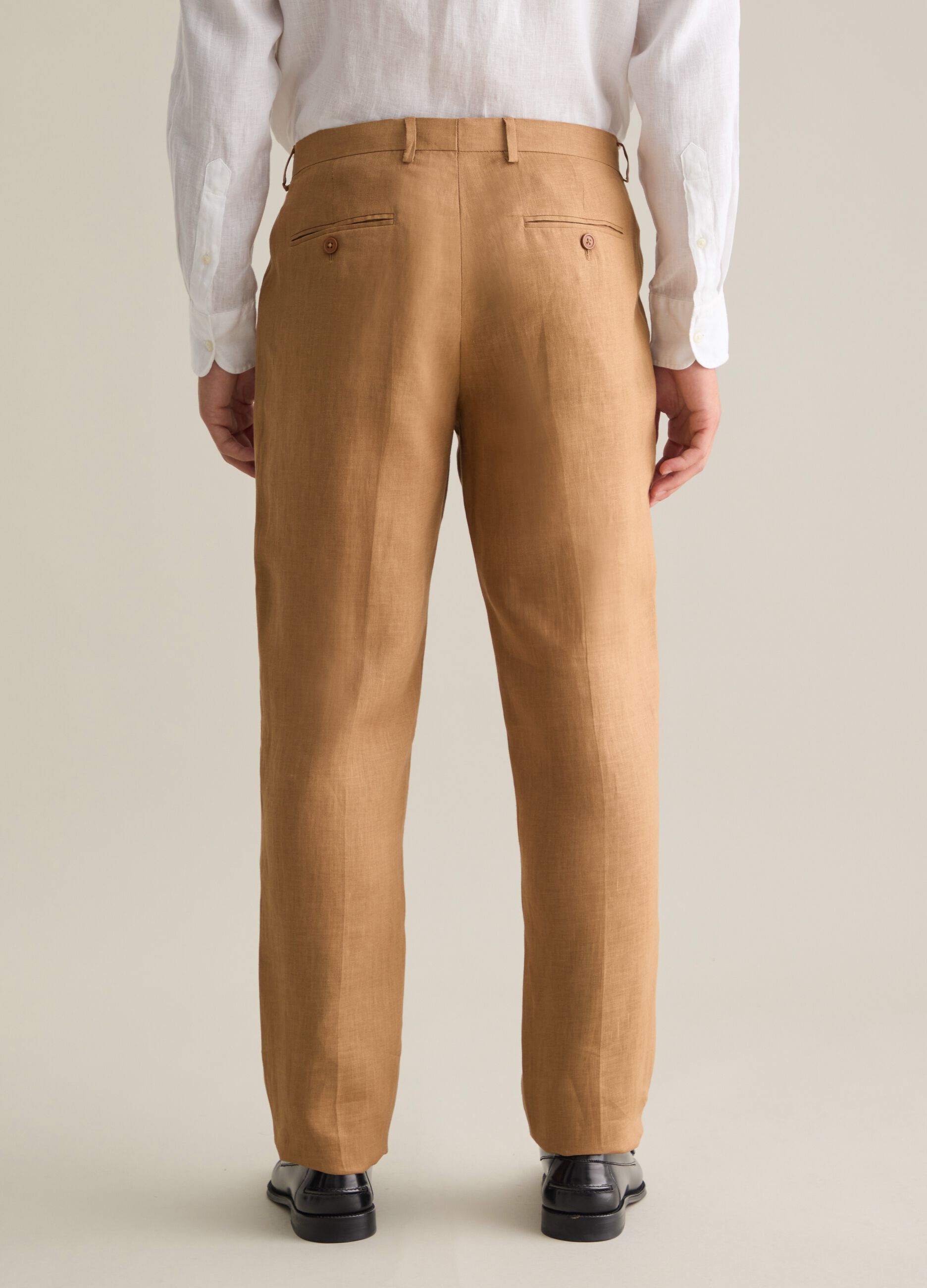 Men's brown linen slim fit trousers