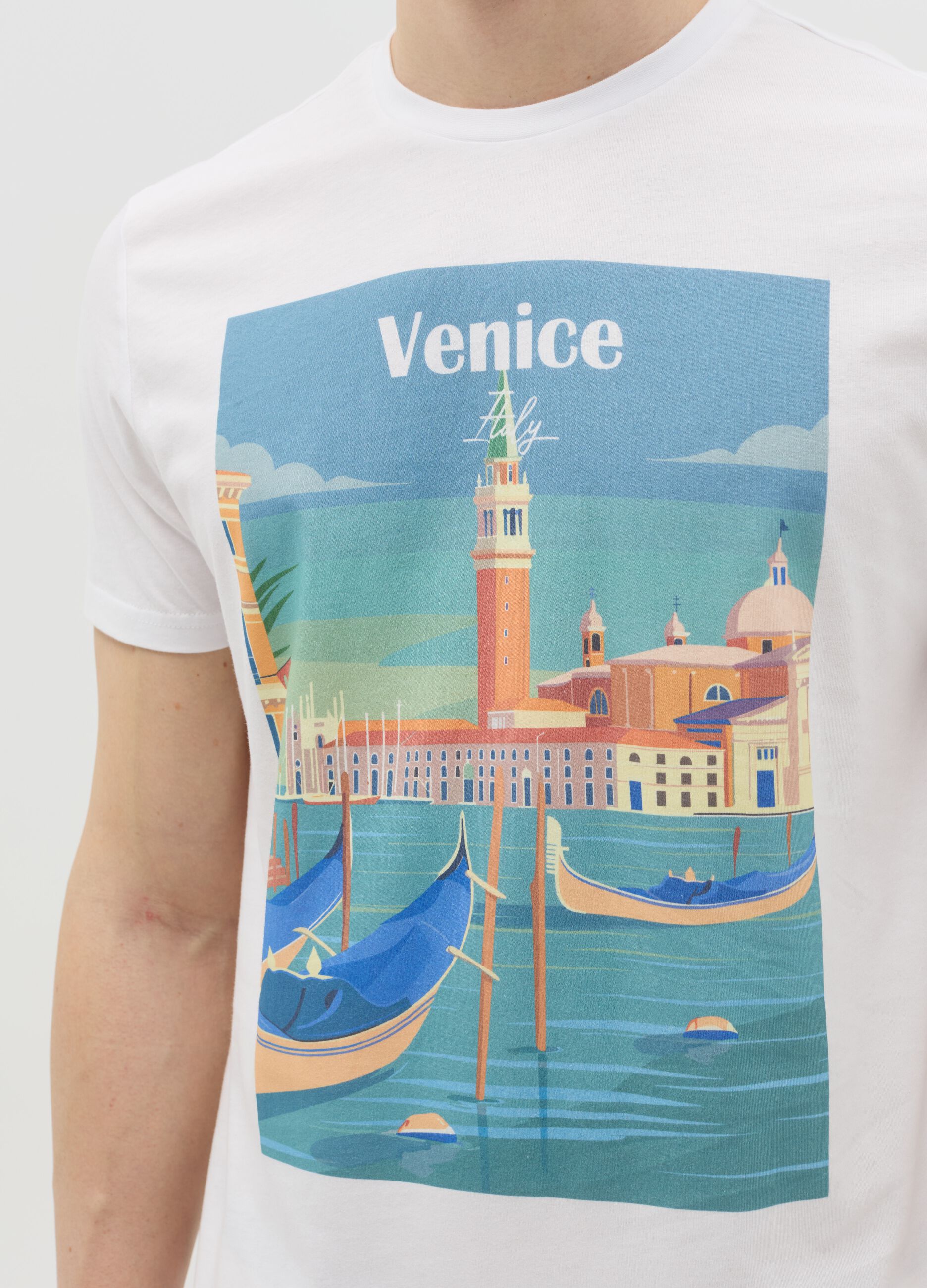Cotton T-shirt with "Venice Italy" print