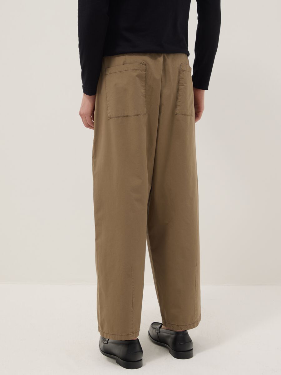 Baggy chino trousers in pure beige cotton_2