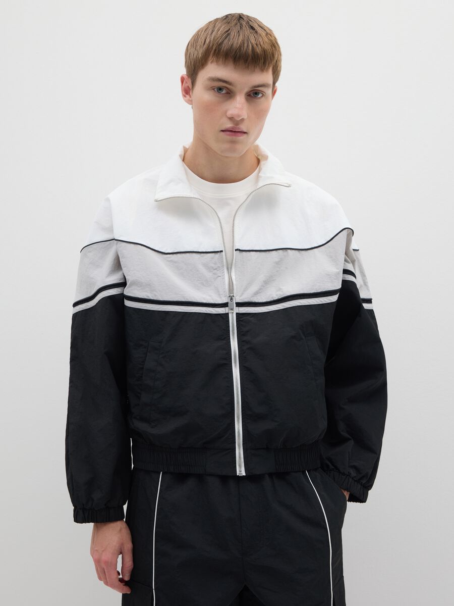 Felpa a righe multicolor relaxed fit con zip_1