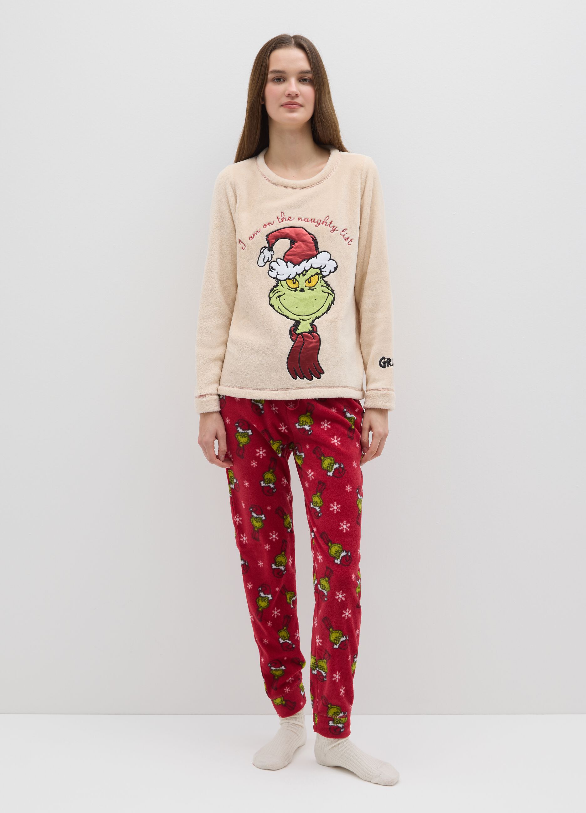Multicolour Christmas regular fit pyjamas with Grinch print