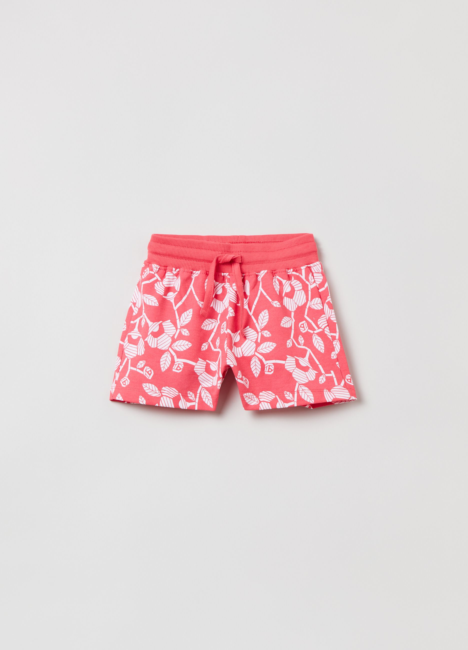 Shorts con stampa floreale e coulisse_0