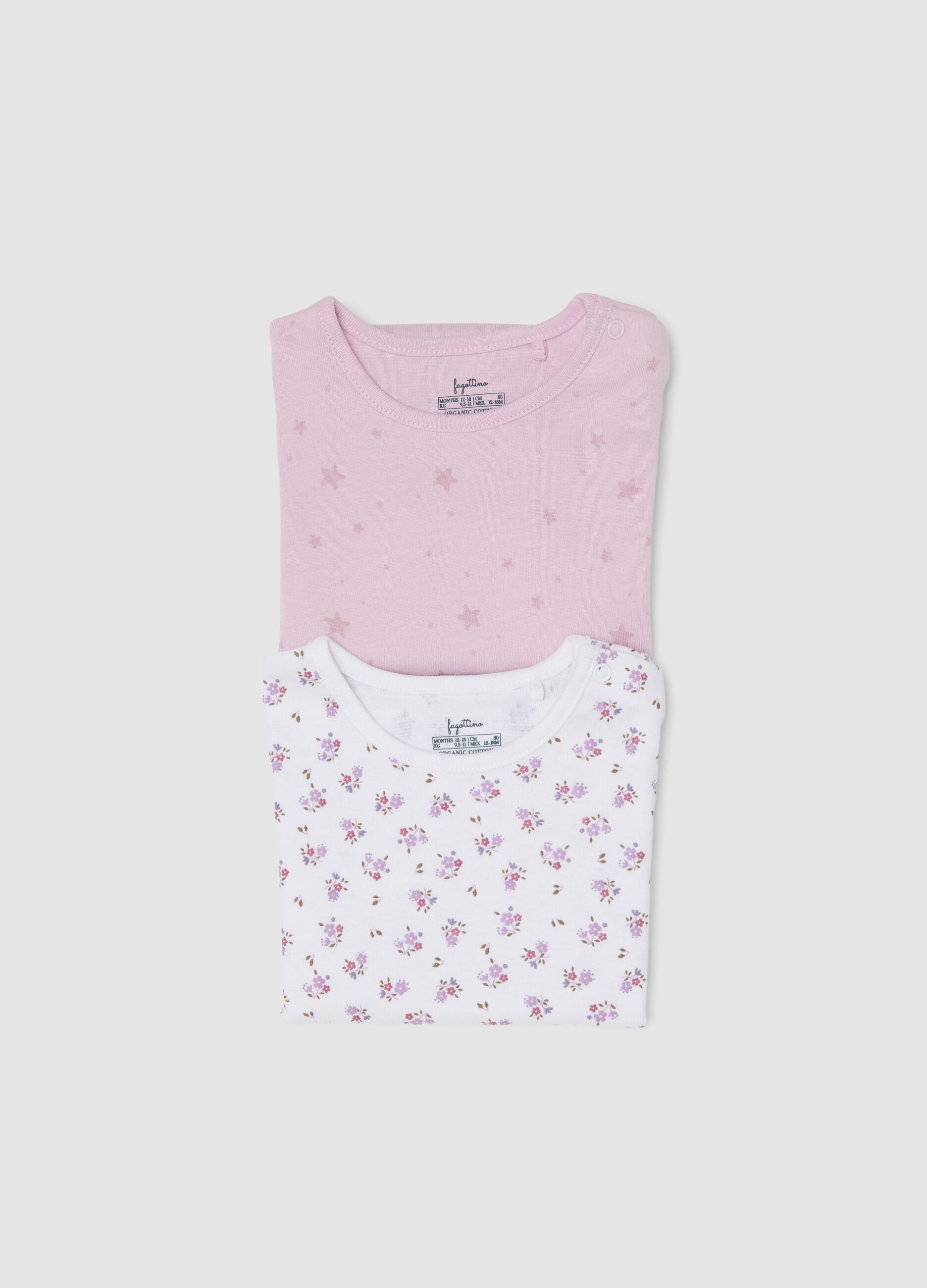 2-pack of pink organic cotton short-sleeve bodysuits for baby girls