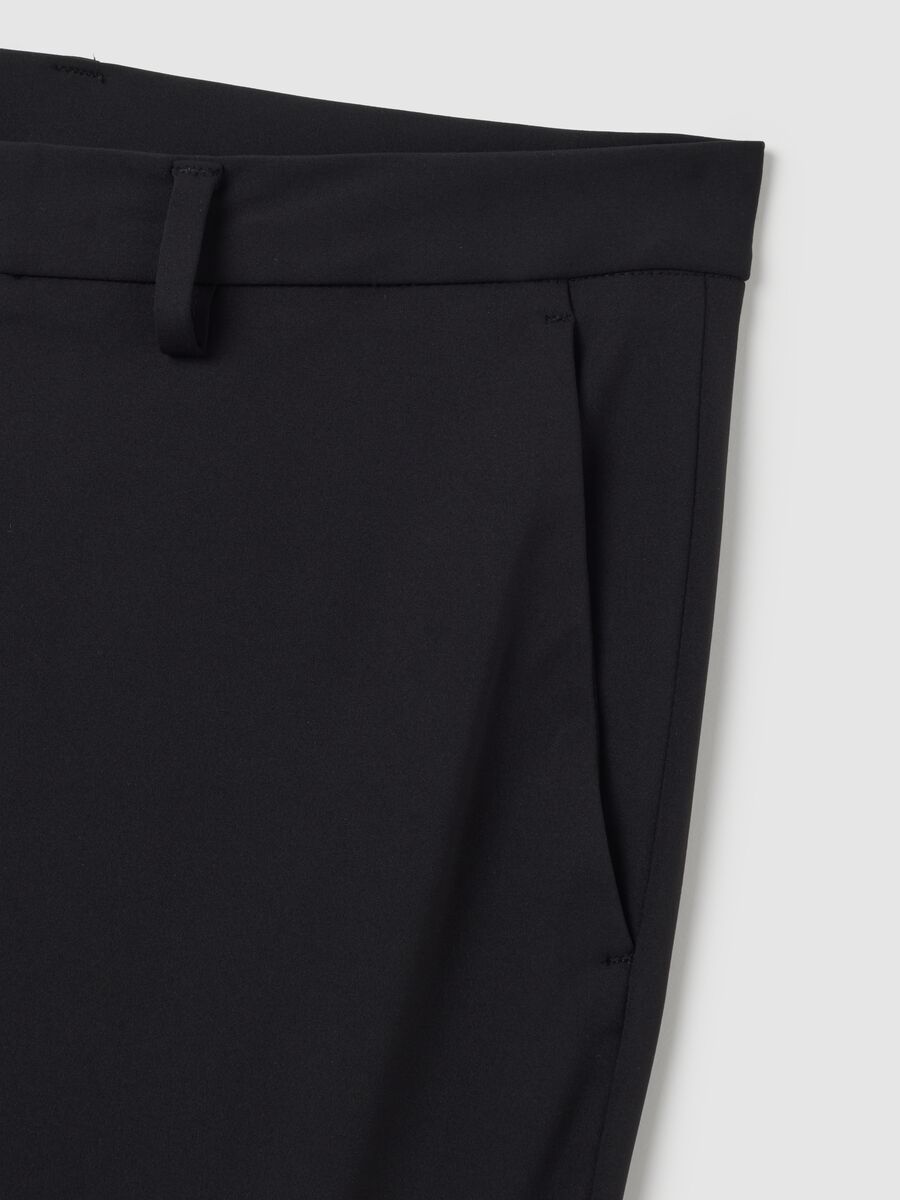 Slim fit black stretch fabric trousers_1