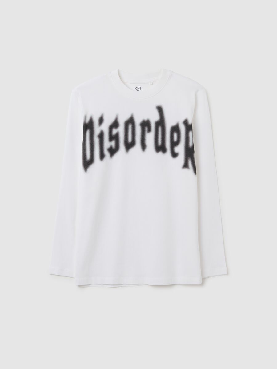 T-shirt da ragazzo in puro cotone bianca oversize_0