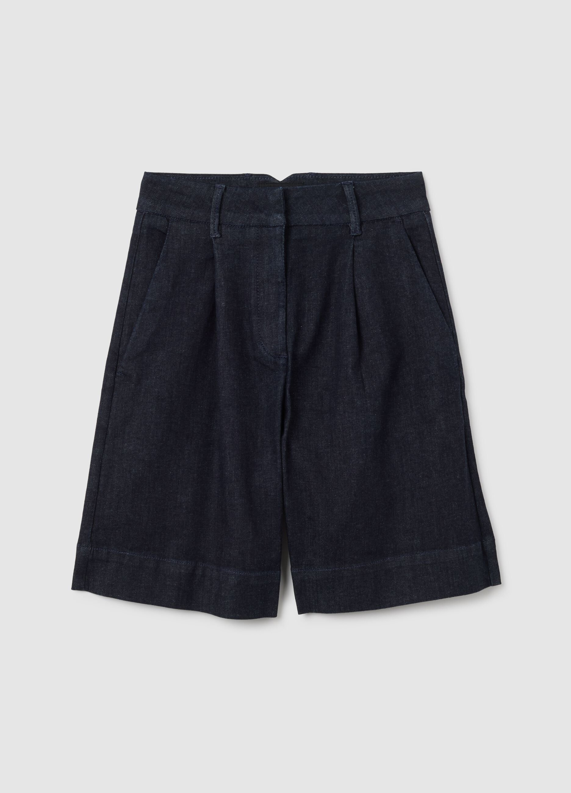 Women's Wide Leg Denim Blue Shorts