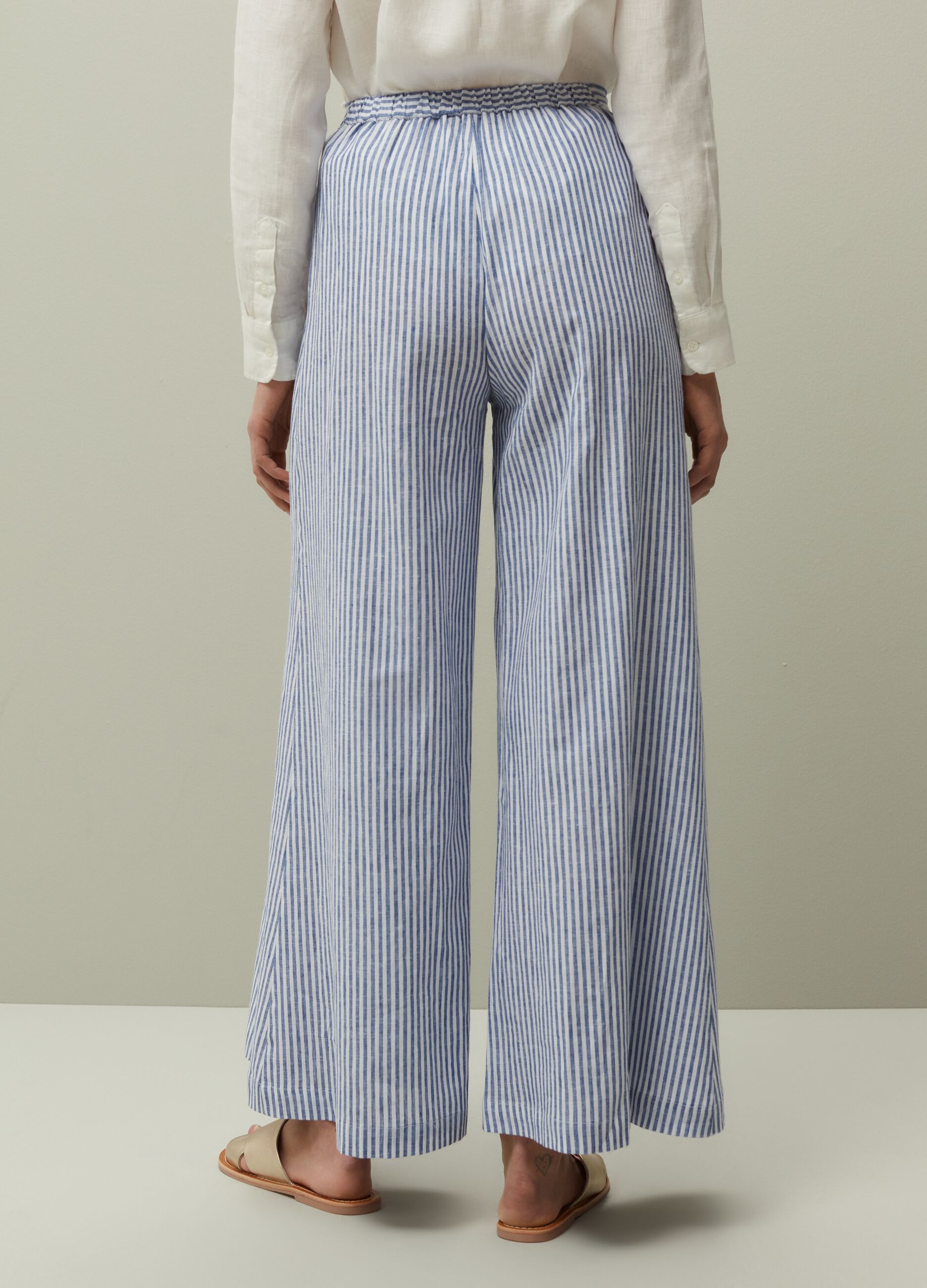 Striped flare-fit trousers