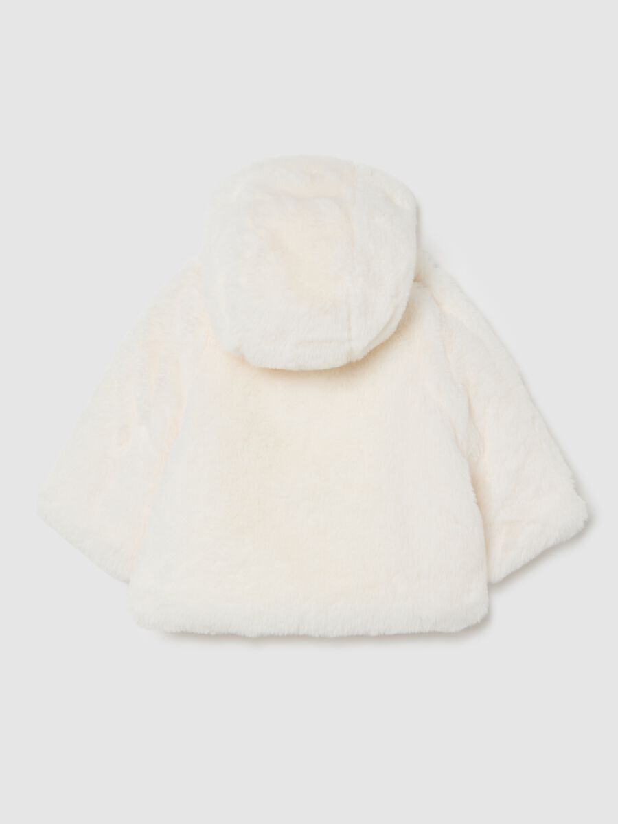 Giacca bianca con cappuccio da neonata regular fit_1
