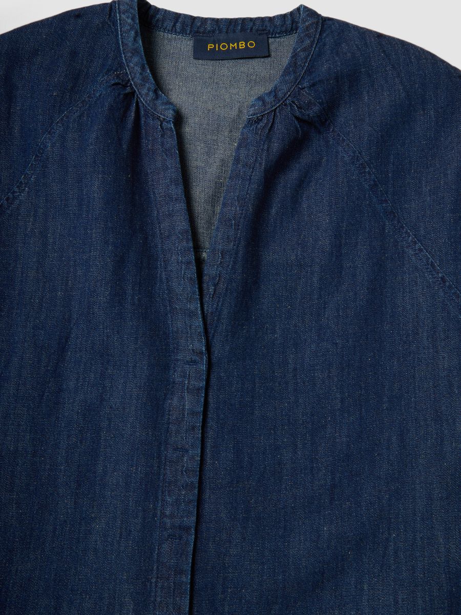 Blue denim shirt in a cotton, linen and viscose blend, oversized fit_5