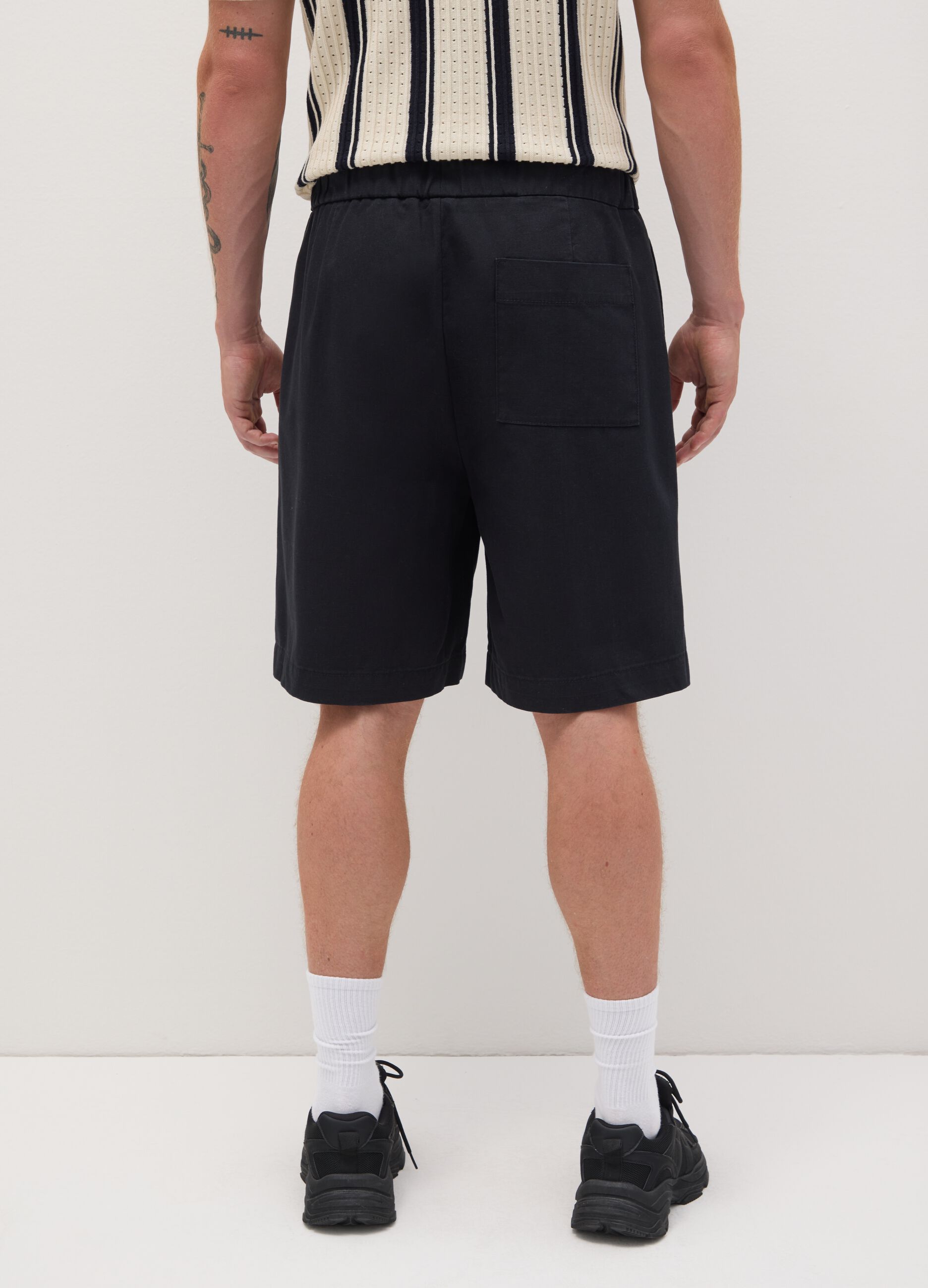 Shorts da uomo in puro cotone nero baggy