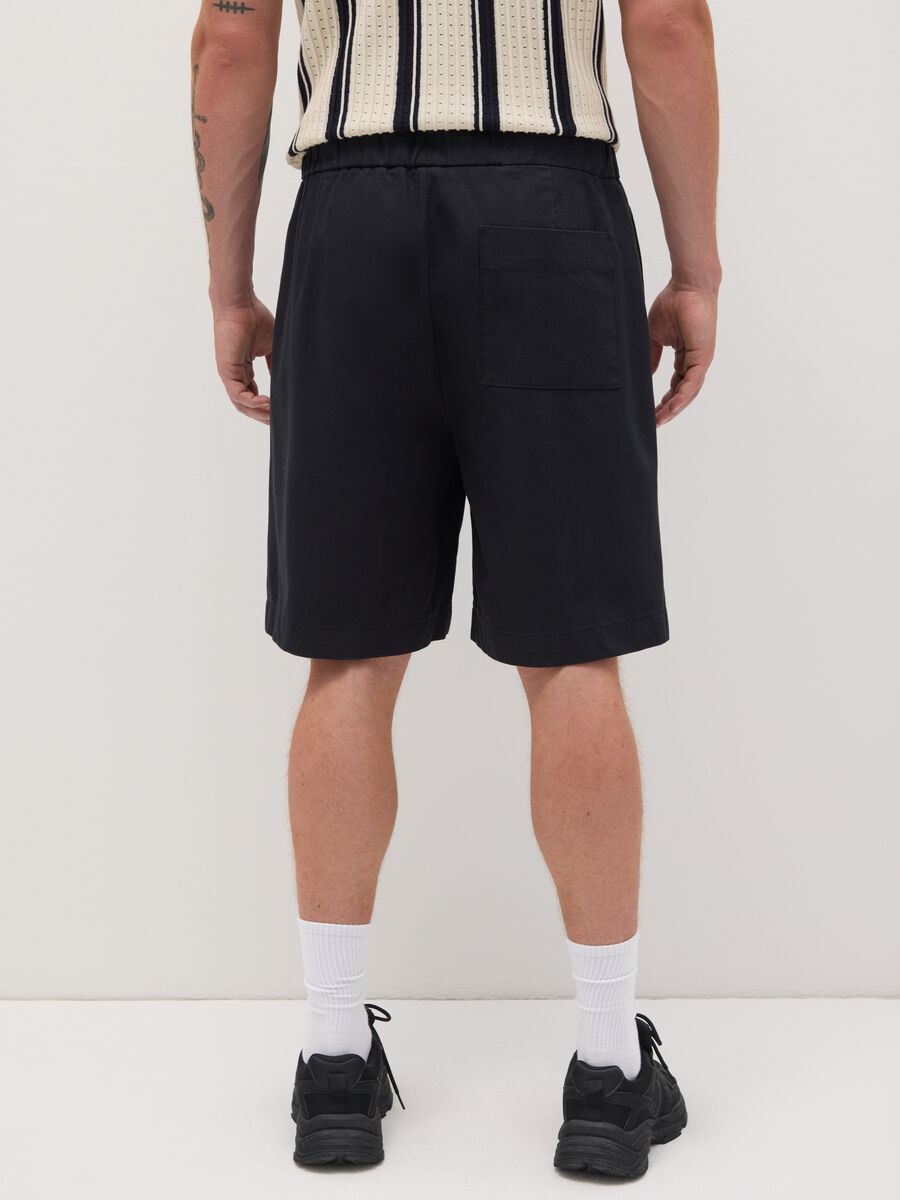 Men's pure cotton black baggy shorts_3