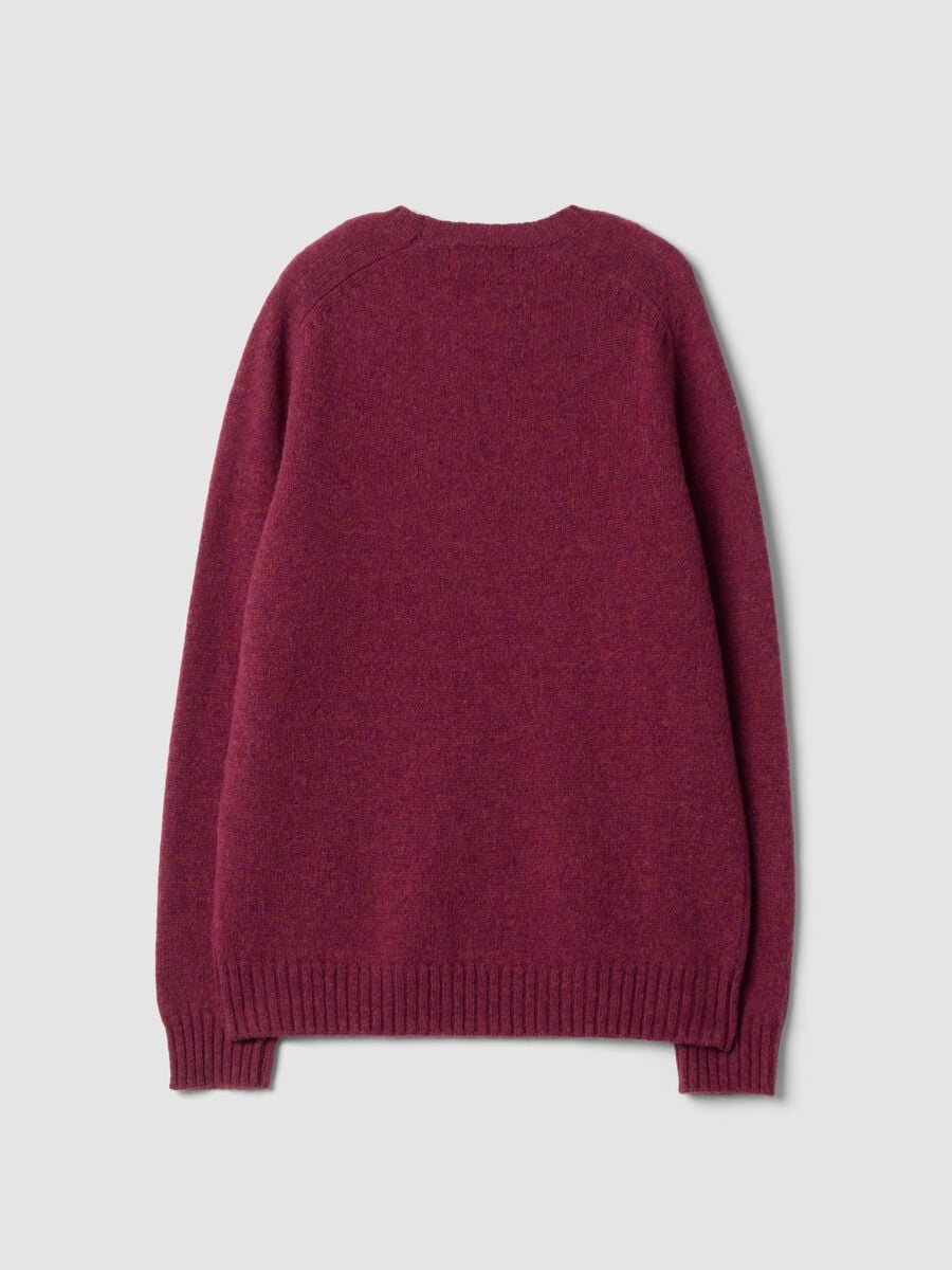 Maglione girocollo rosso in pura lana regular fit_1