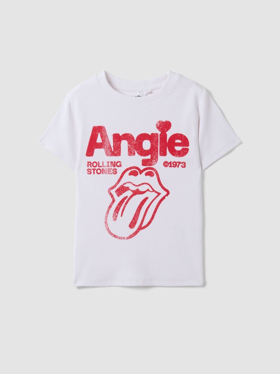 White stretch cotton T-shirt with Rolling Stones print_4