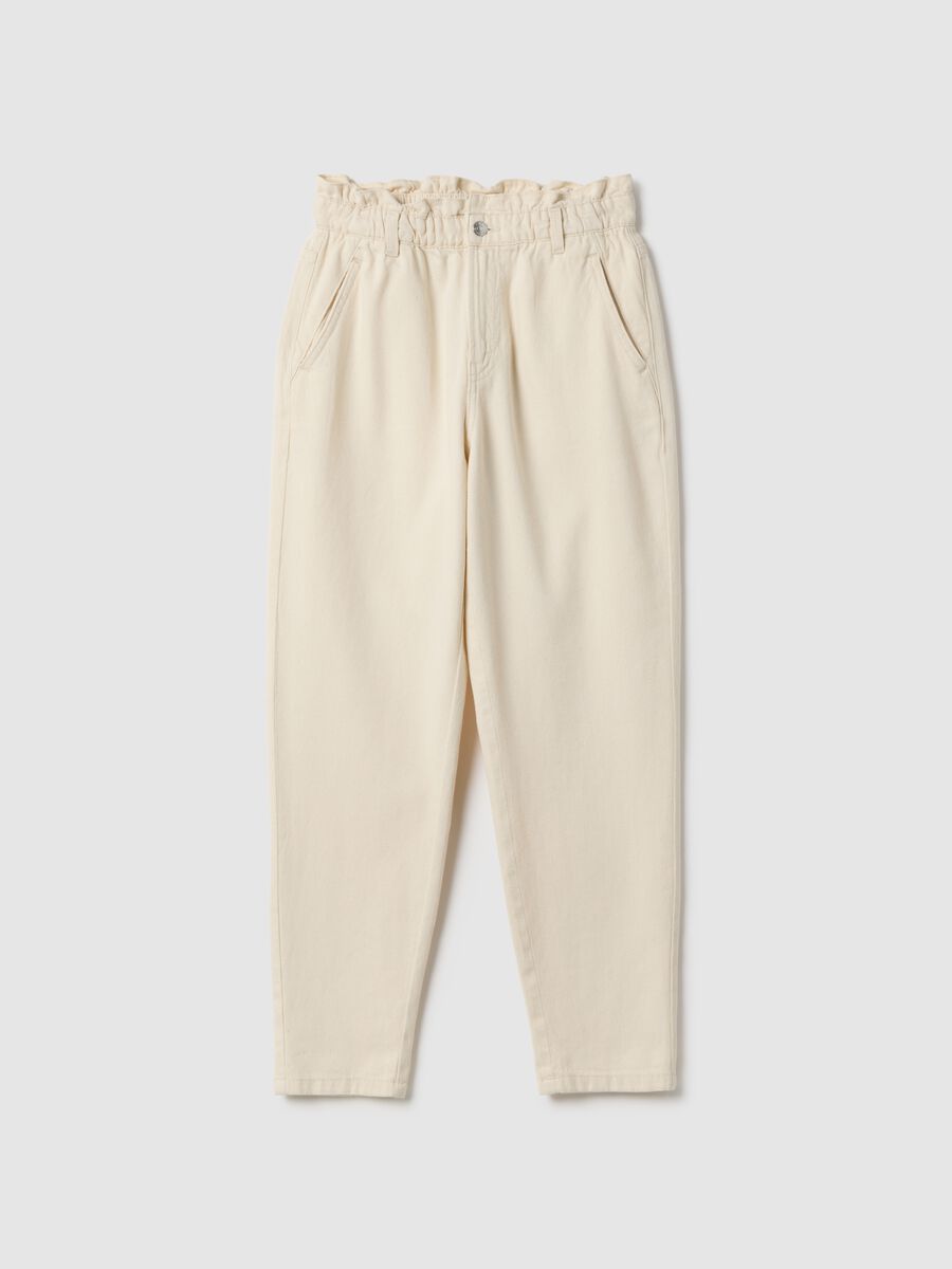 Beige pure cotton baggy trousers_4