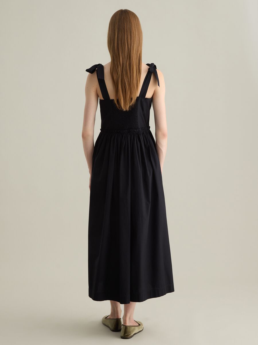 Women's long dress in pure black cotton_3