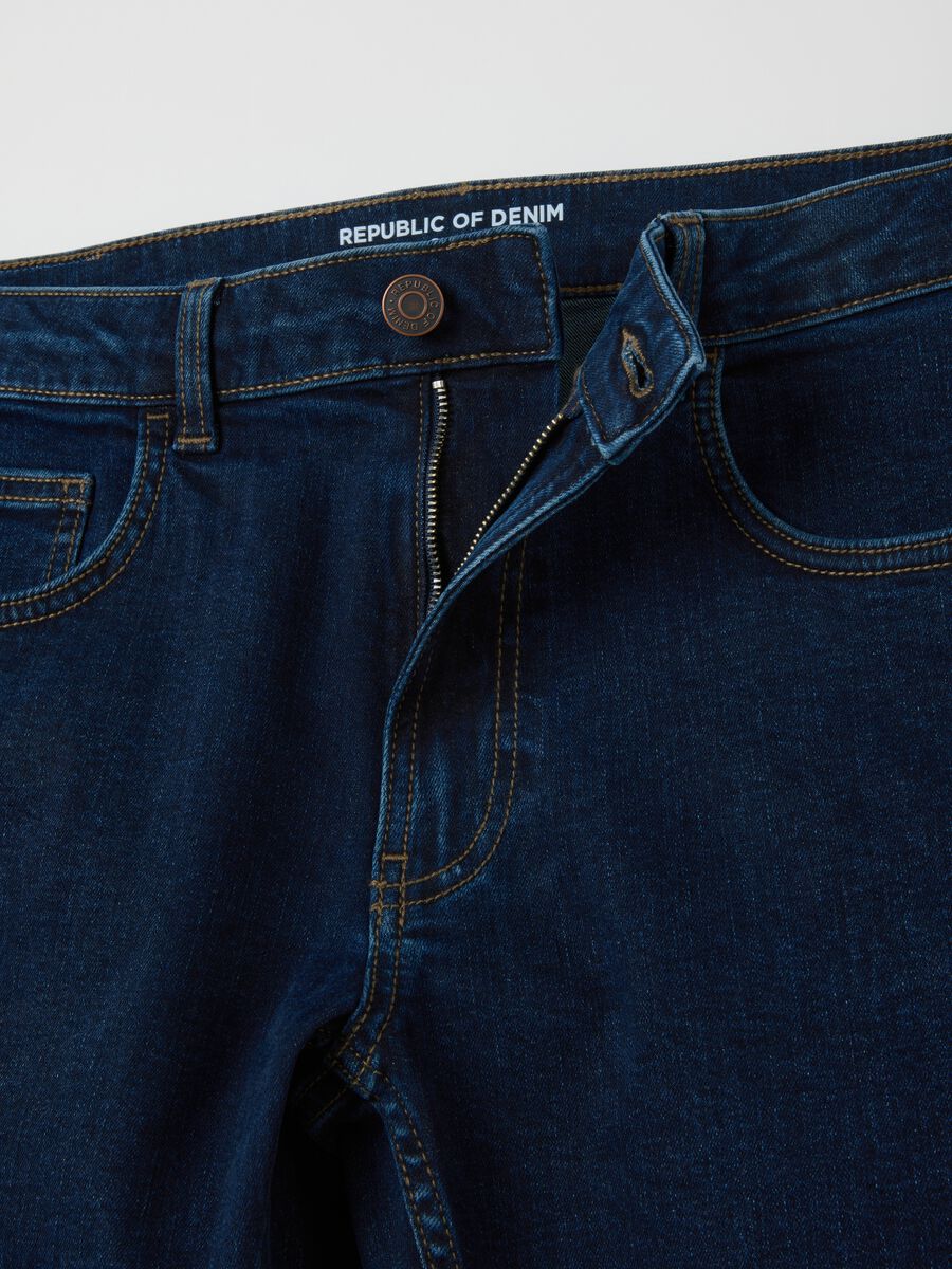 Men's Dark Blue Slim Fit Denim Jeans_5