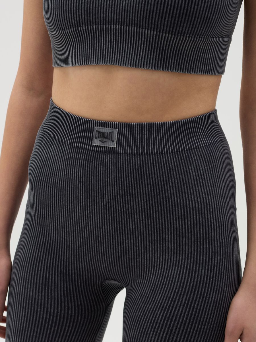 Grey ribbed cycle leggings_3