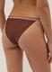 Brown stretch bikini bottoms with contrast trim_2