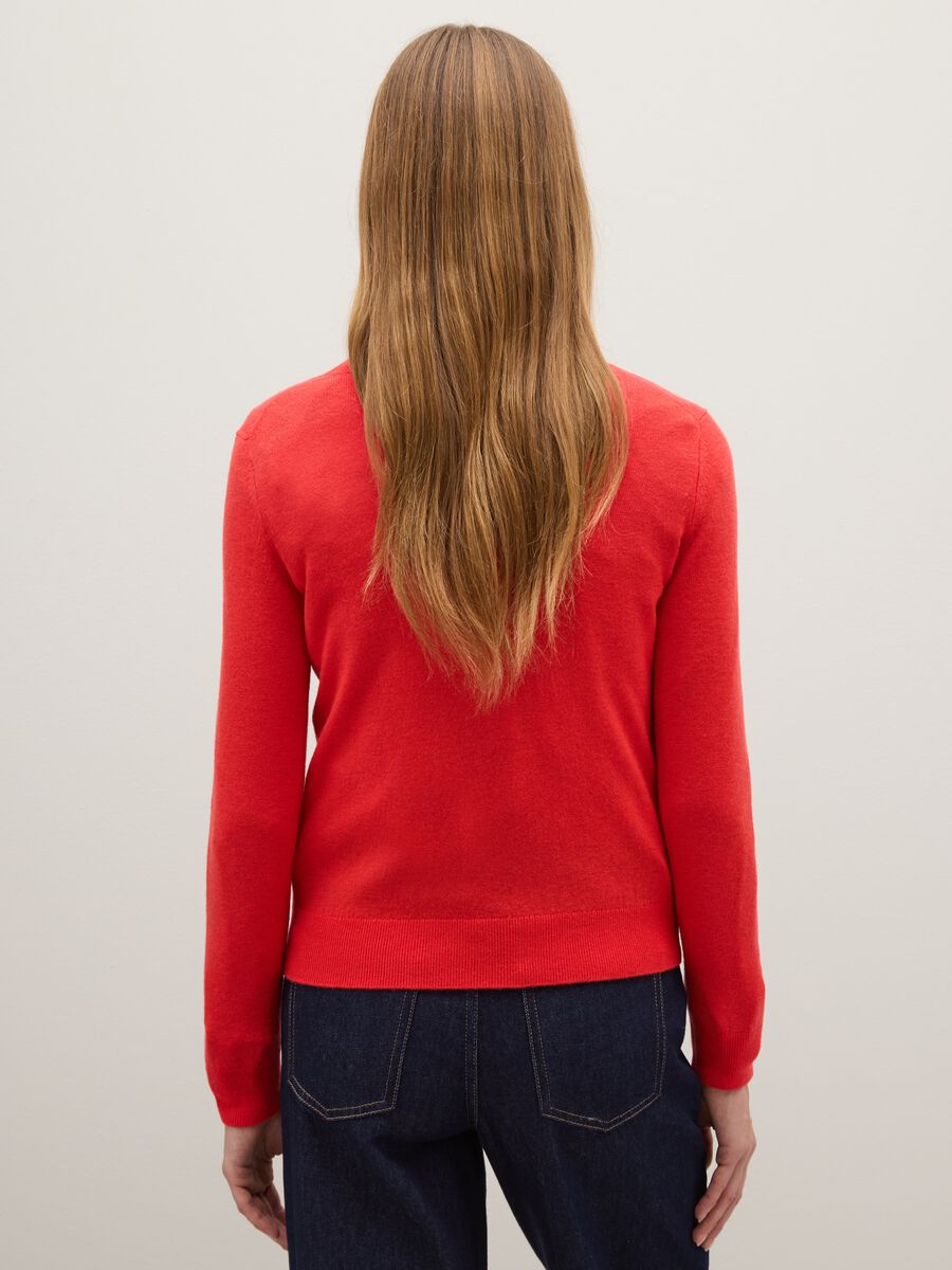 Maglione in pura lana rosso regular fit_3