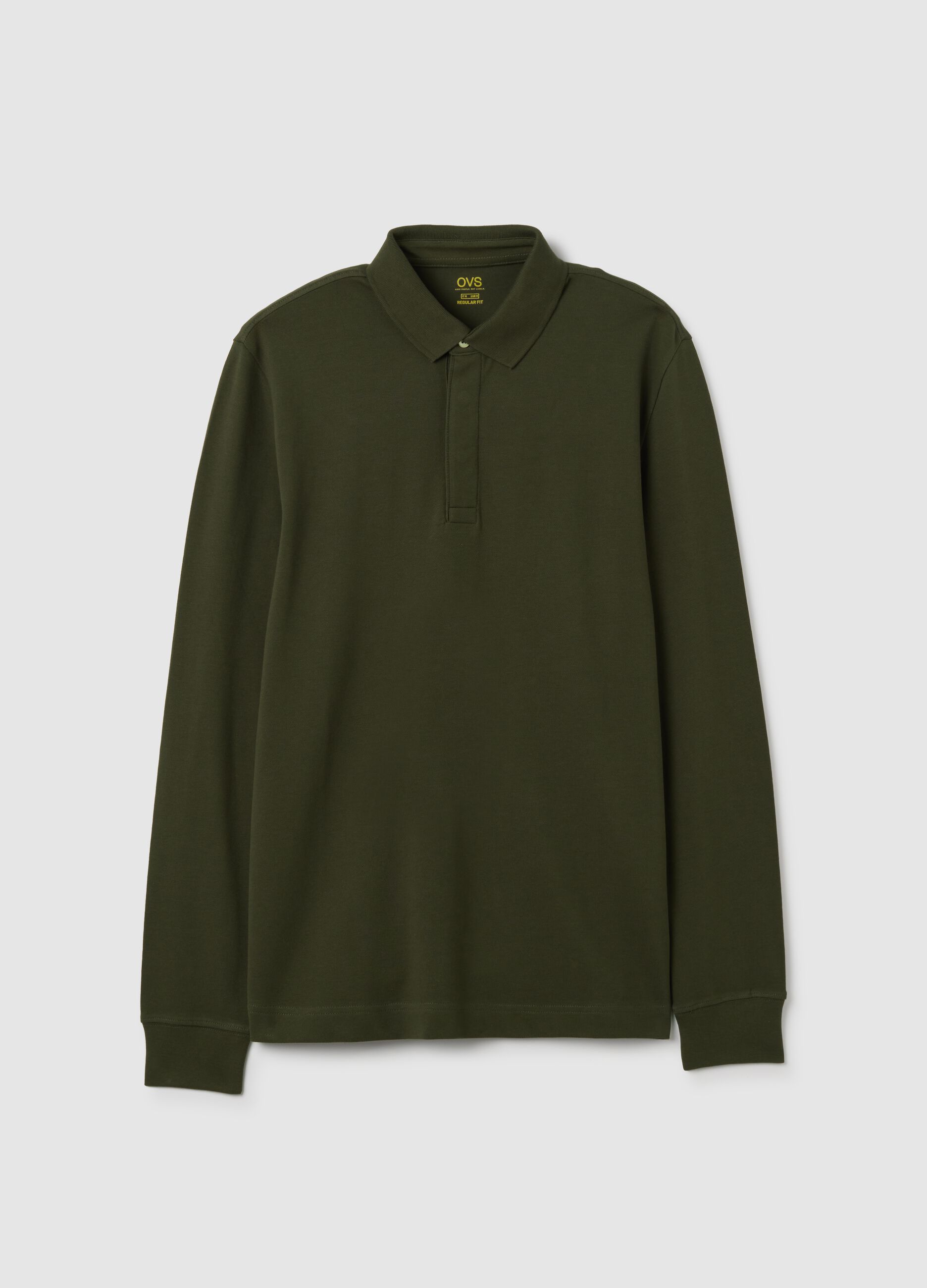 Polo in cotone elasticizzato verde regular fit